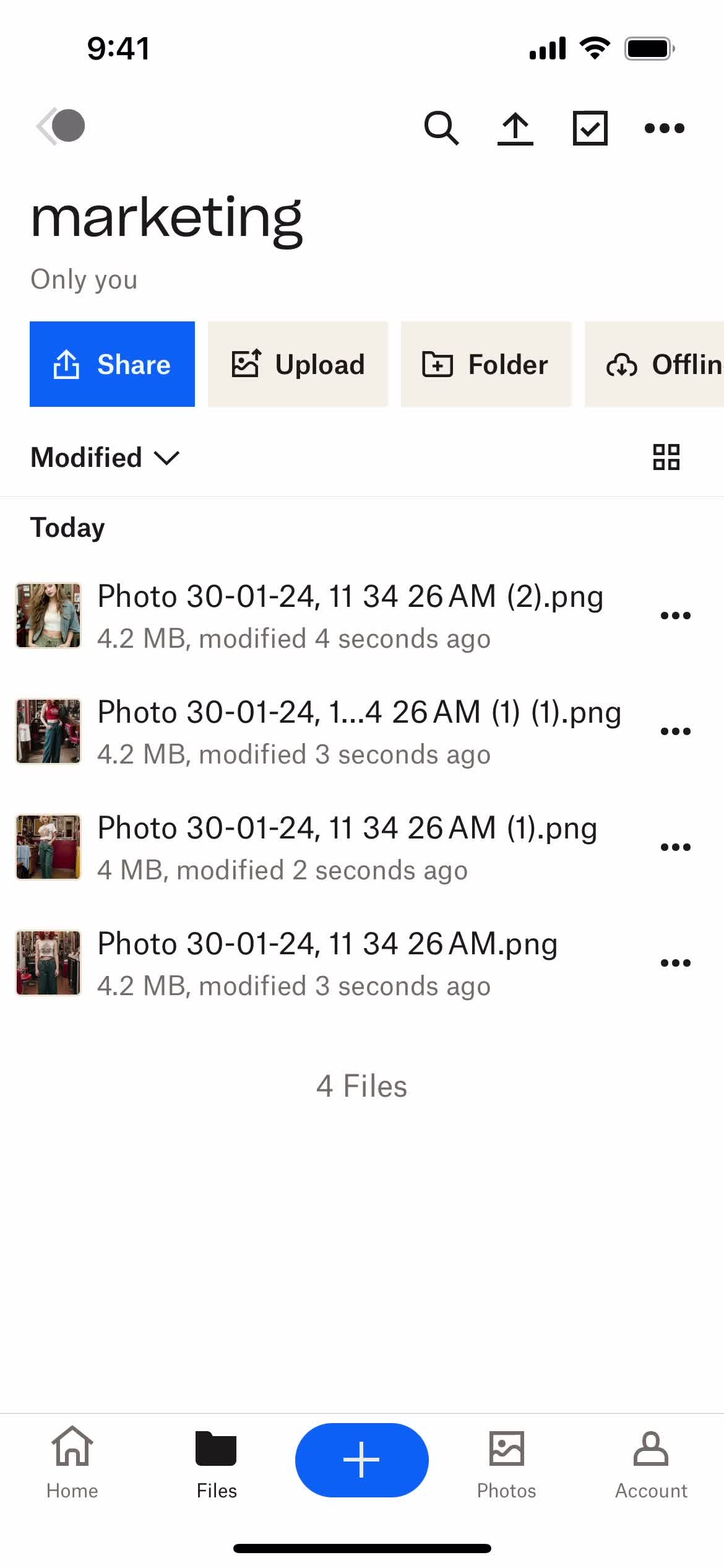 Uploading files screenshot