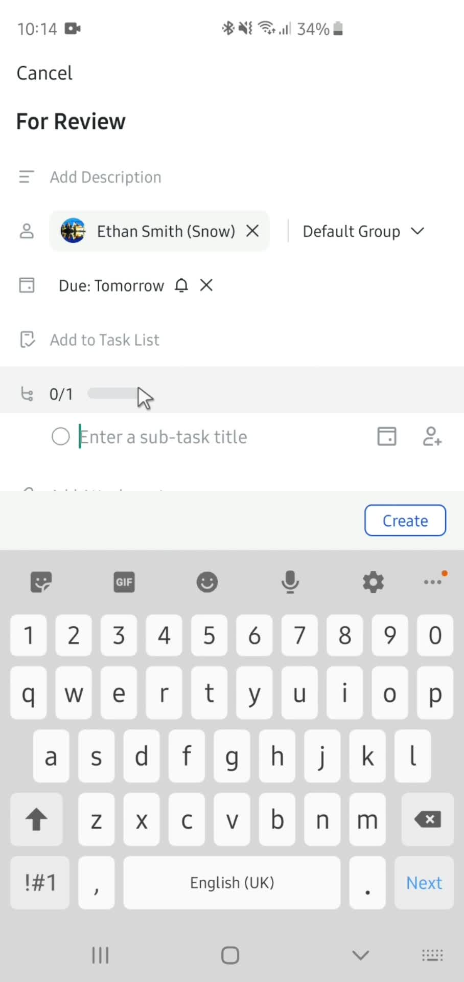 Creating a task screenshot