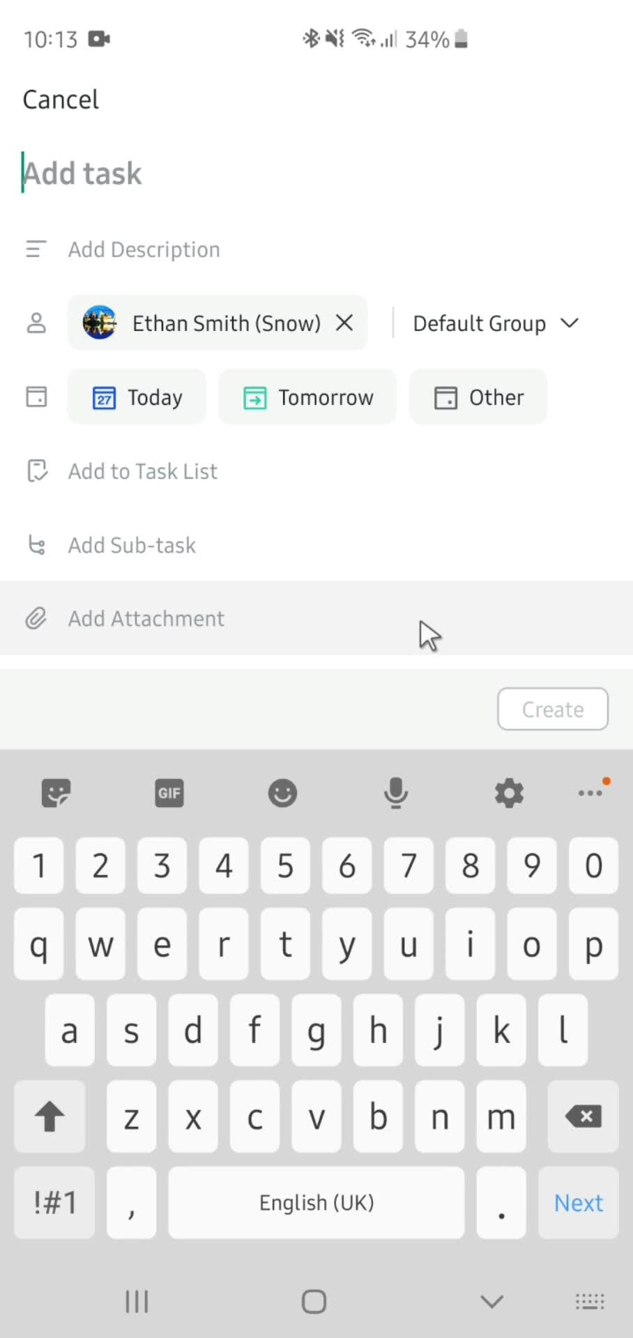 Creating a task screenshot