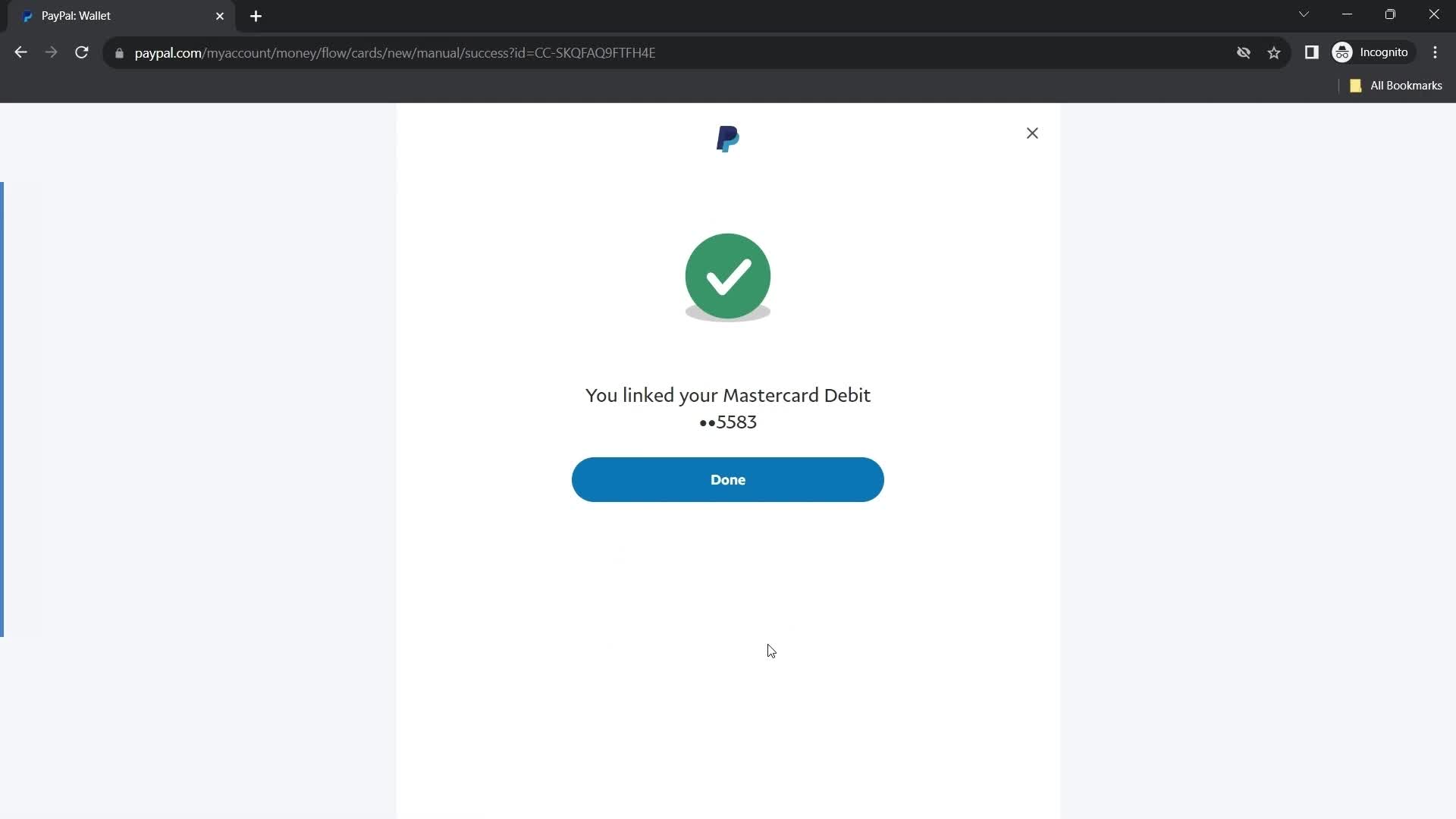 Adding payment details screenshot