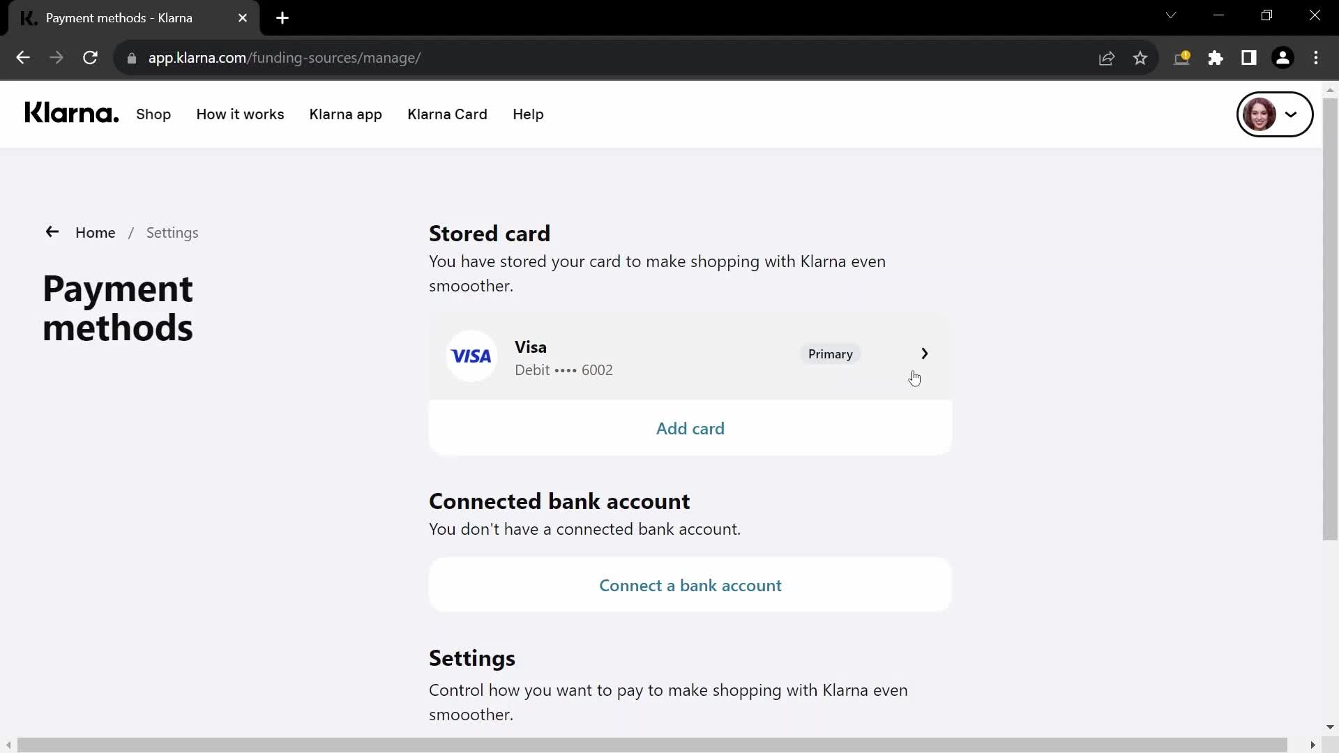 Adding payment details screenshot