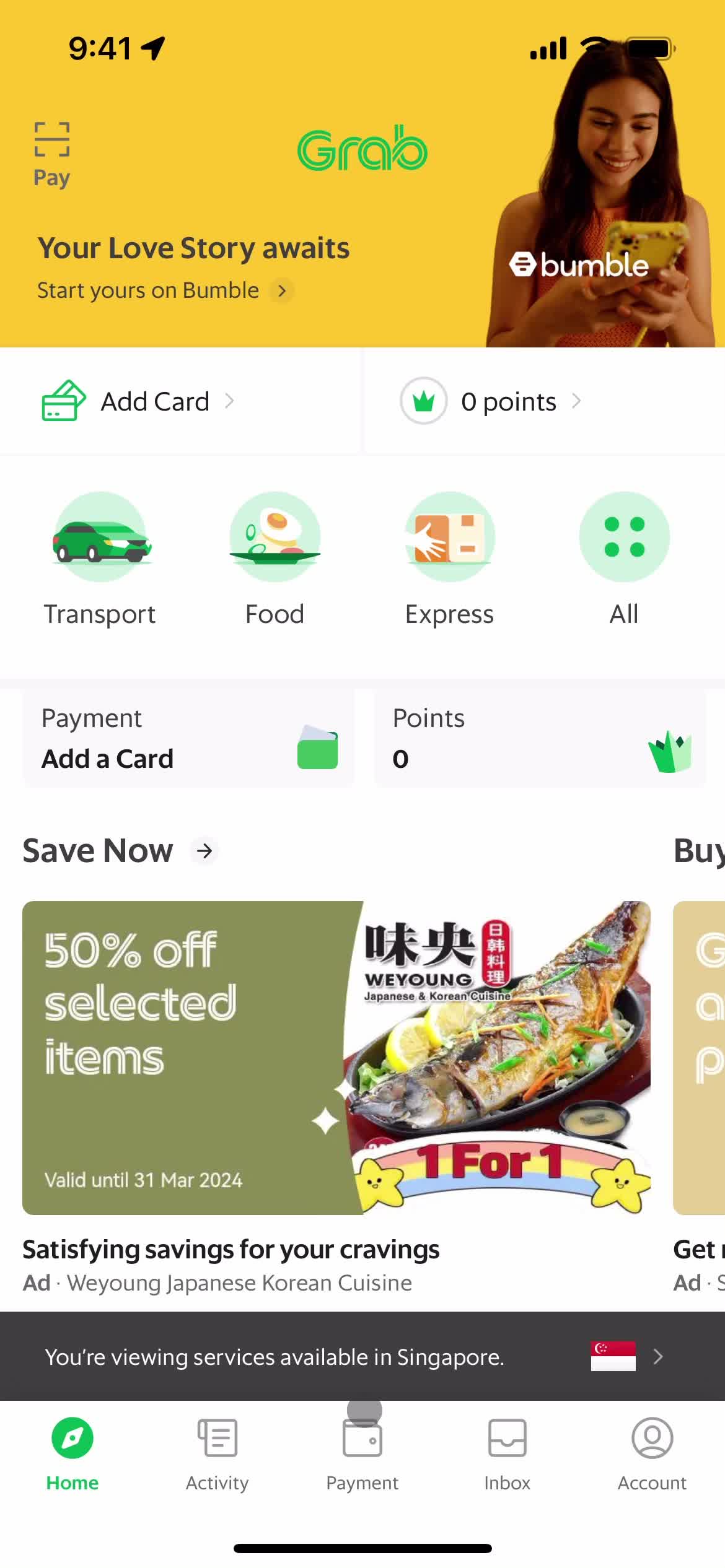 Adding payment details on Grab video thumbnail