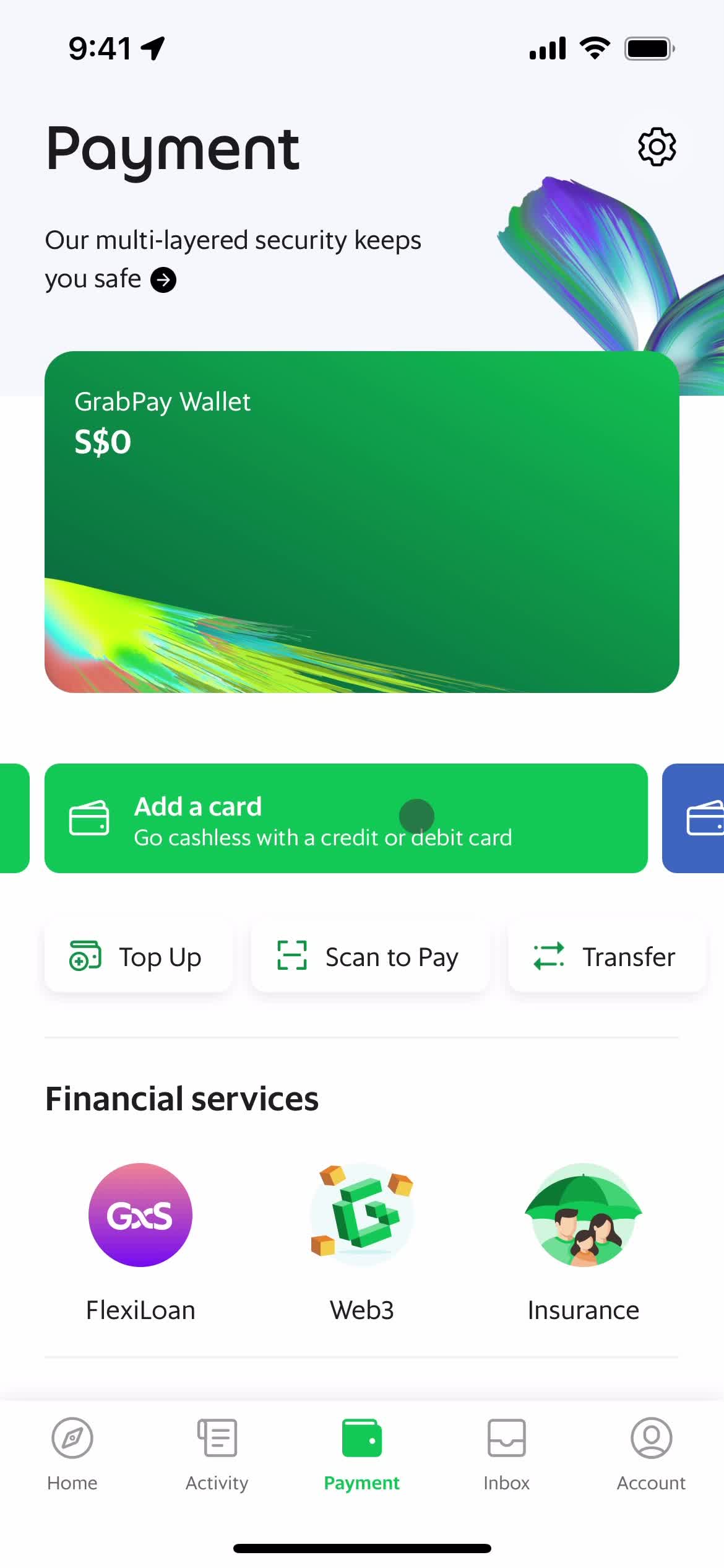 Adding payment details screenshot