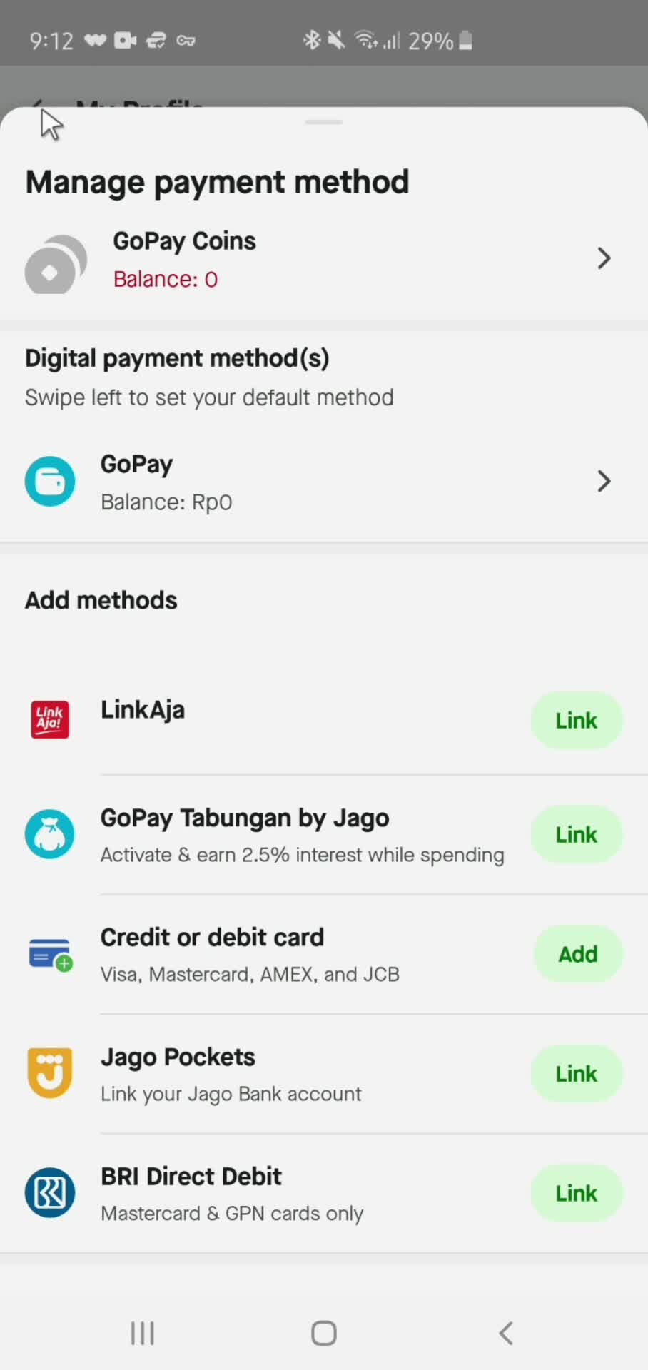 Adding payment details screenshot