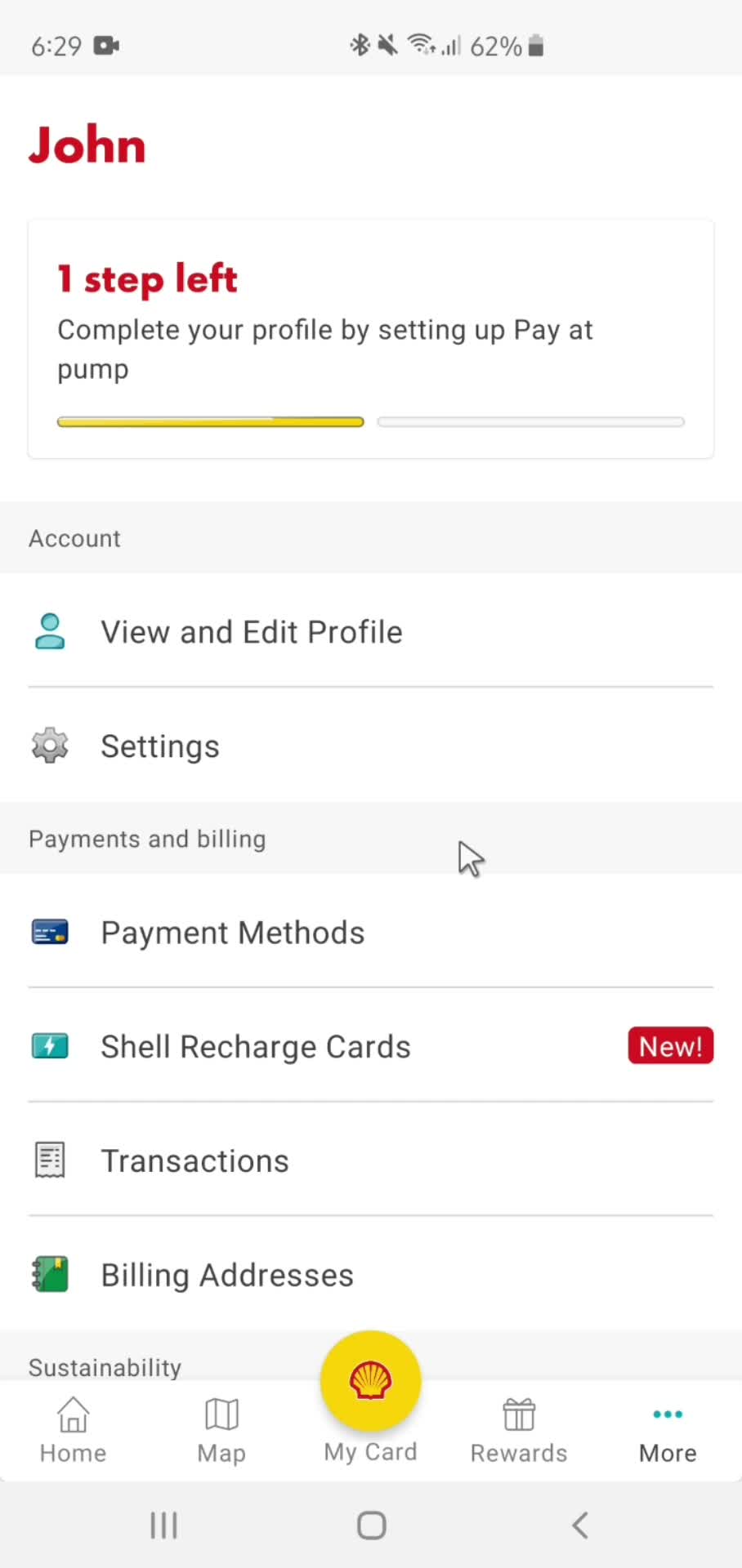 Adding payment details screenshot