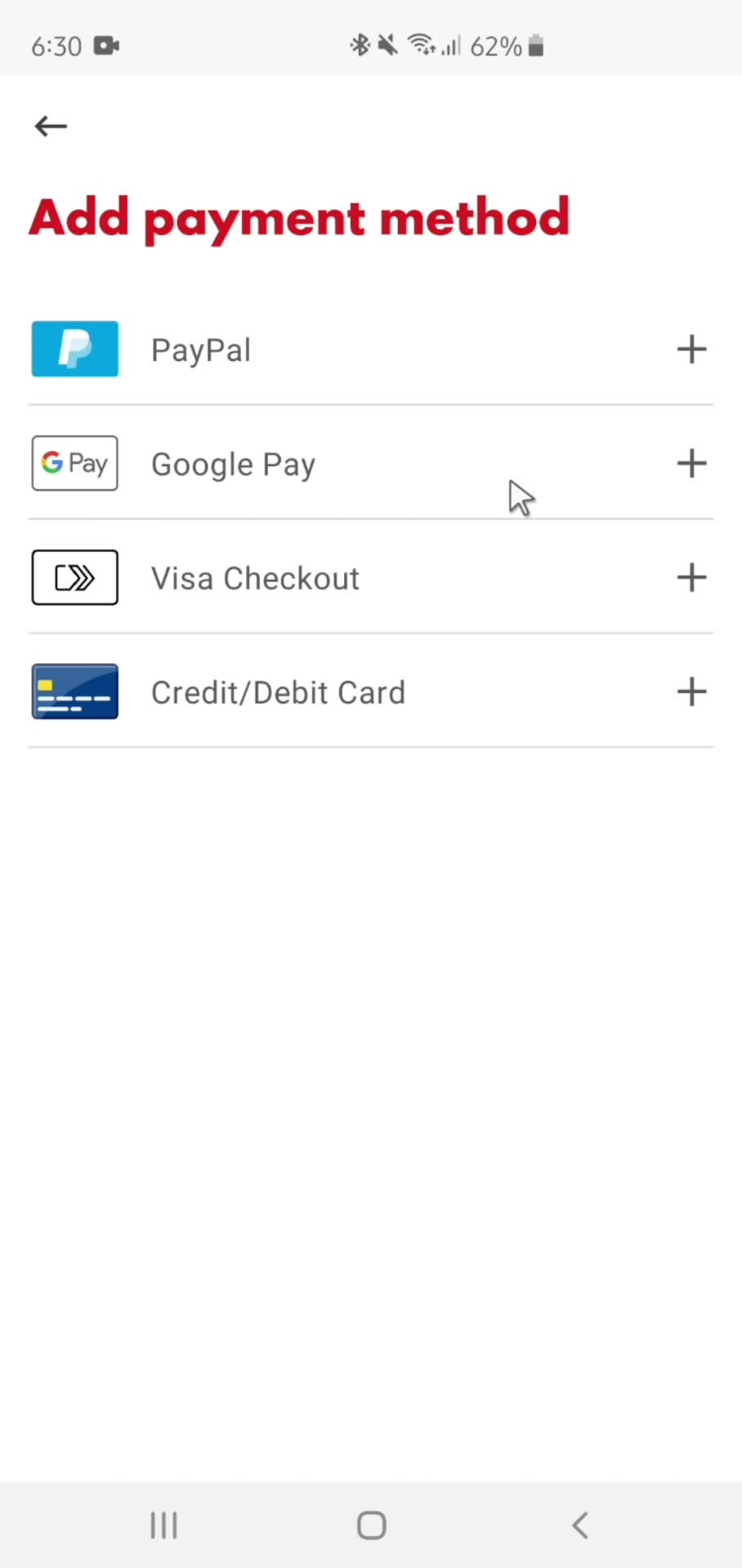 Adding payment details screenshot