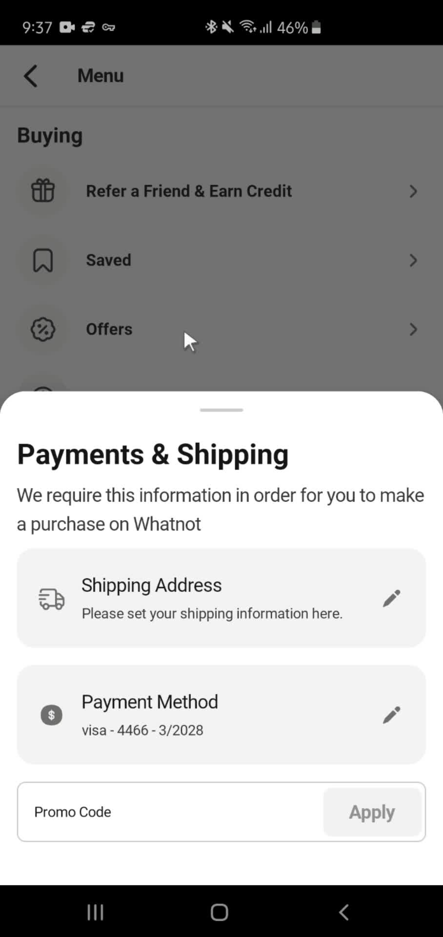 Adding payment details on Whatnot video thumbnail