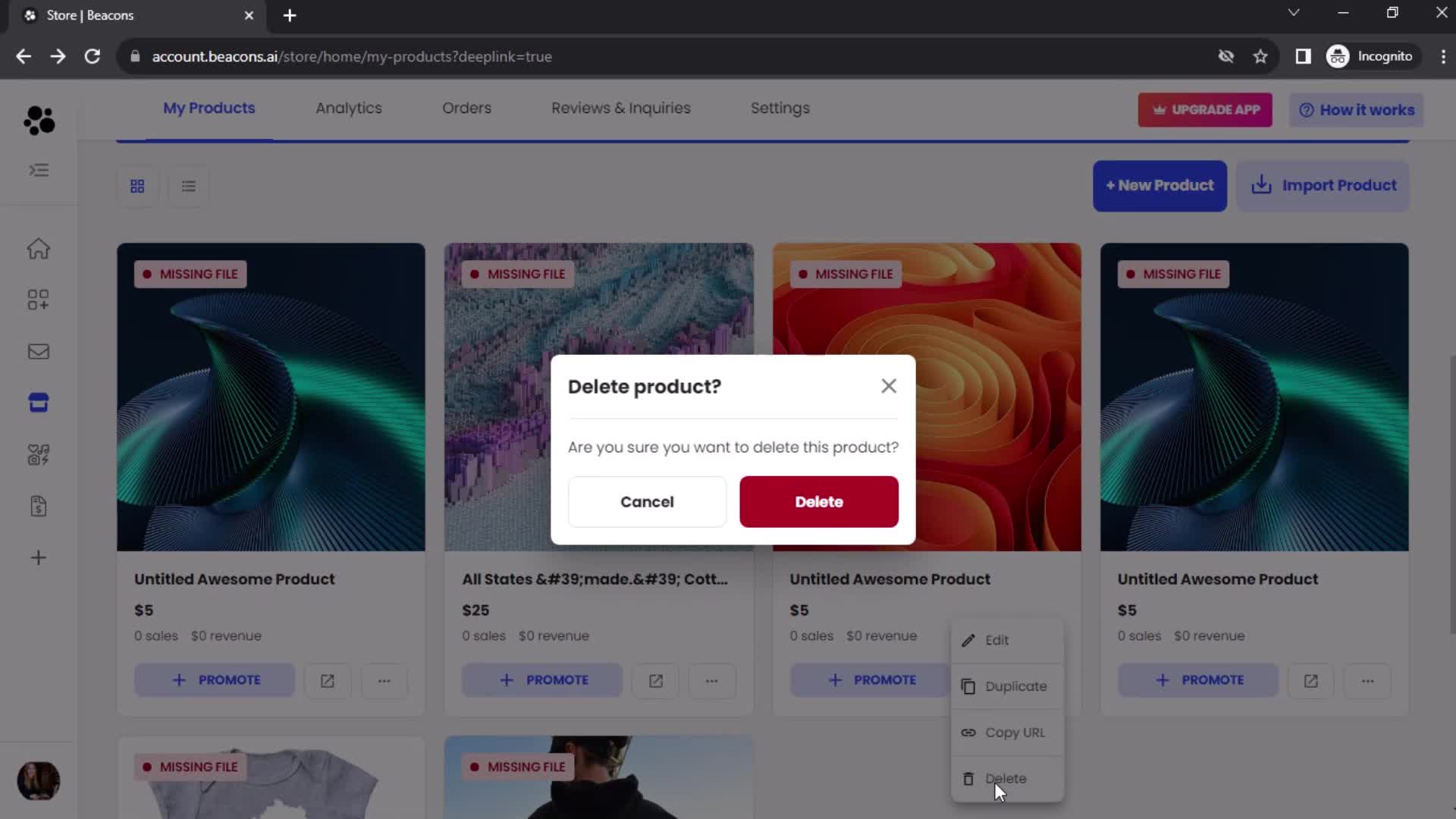 Adding a product screenshot