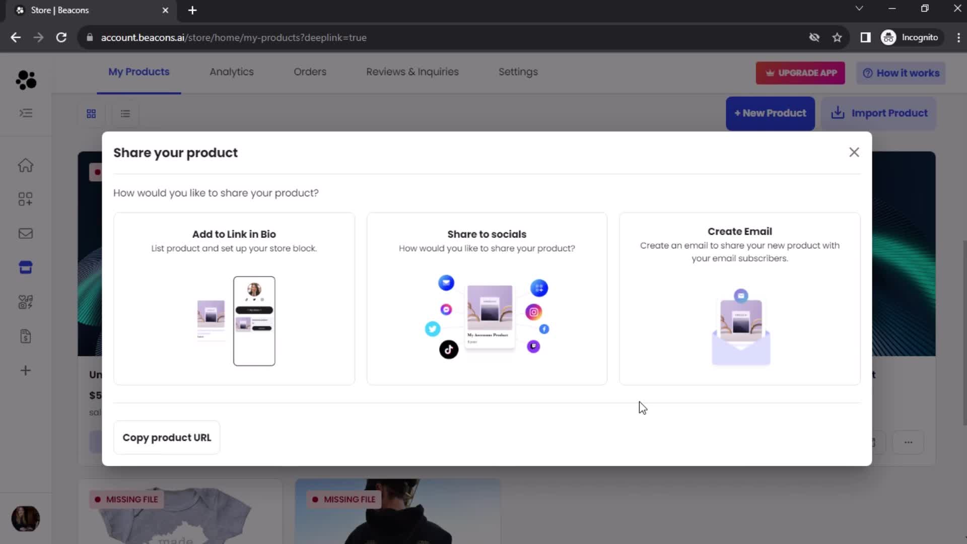 Adding a product screenshot