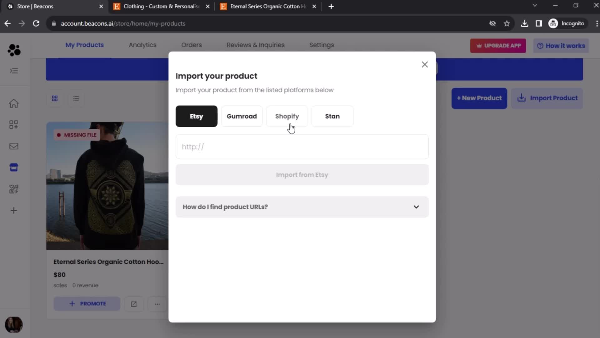 Adding a product screenshot