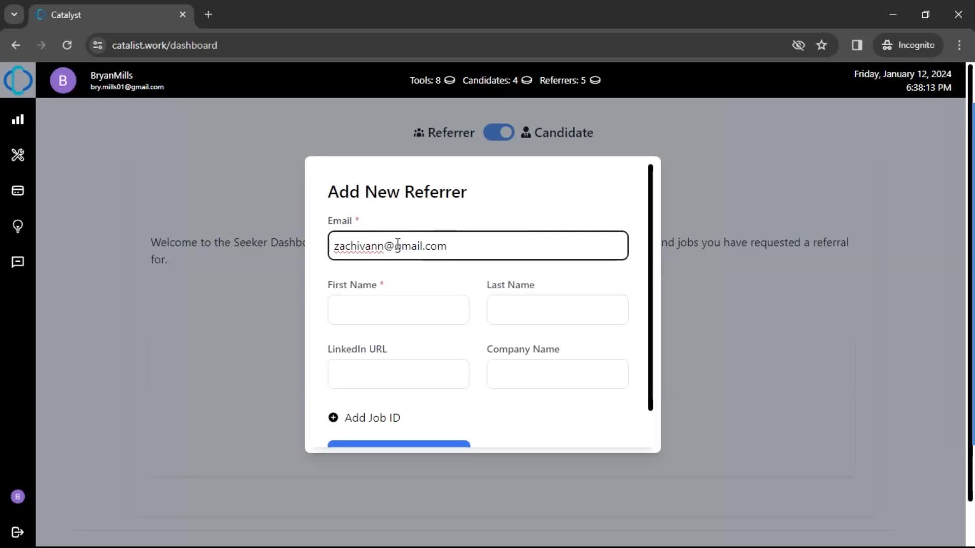 Adding a referrer screenshot