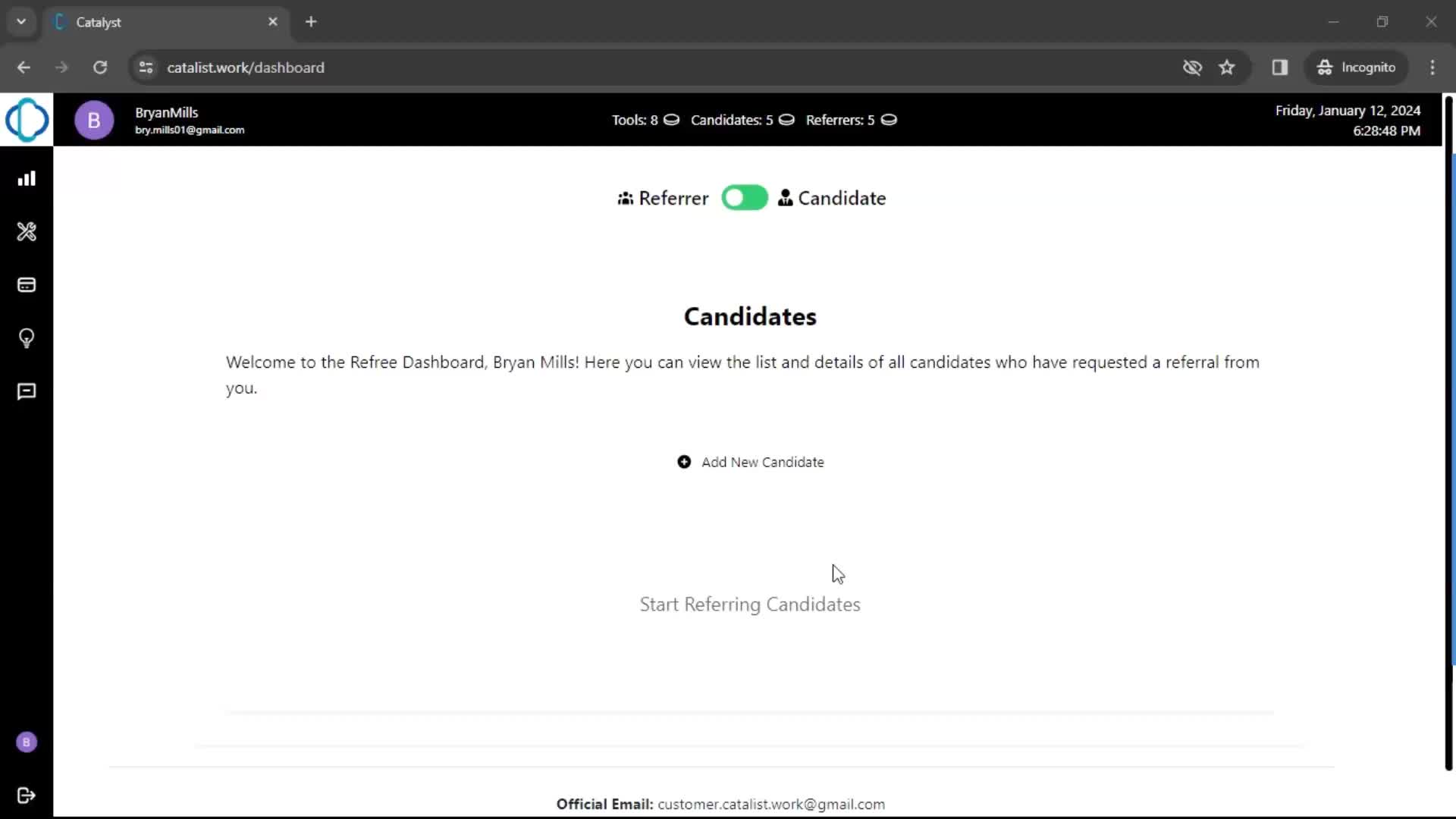 Adding a candidate screenshot