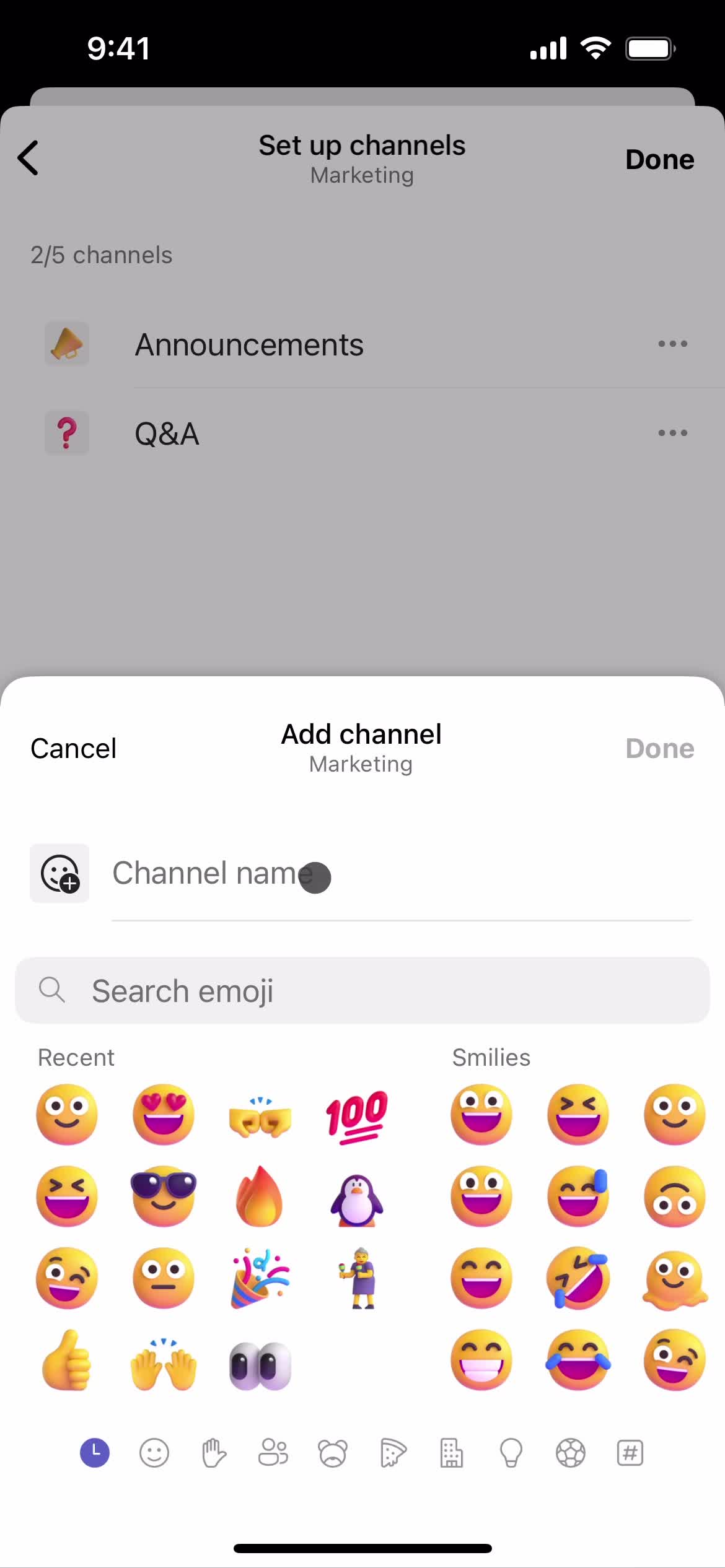 Adding a channel screenshot