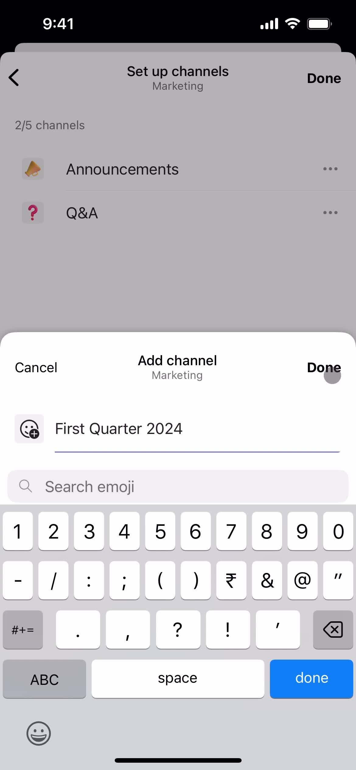 Adding a channel screenshot