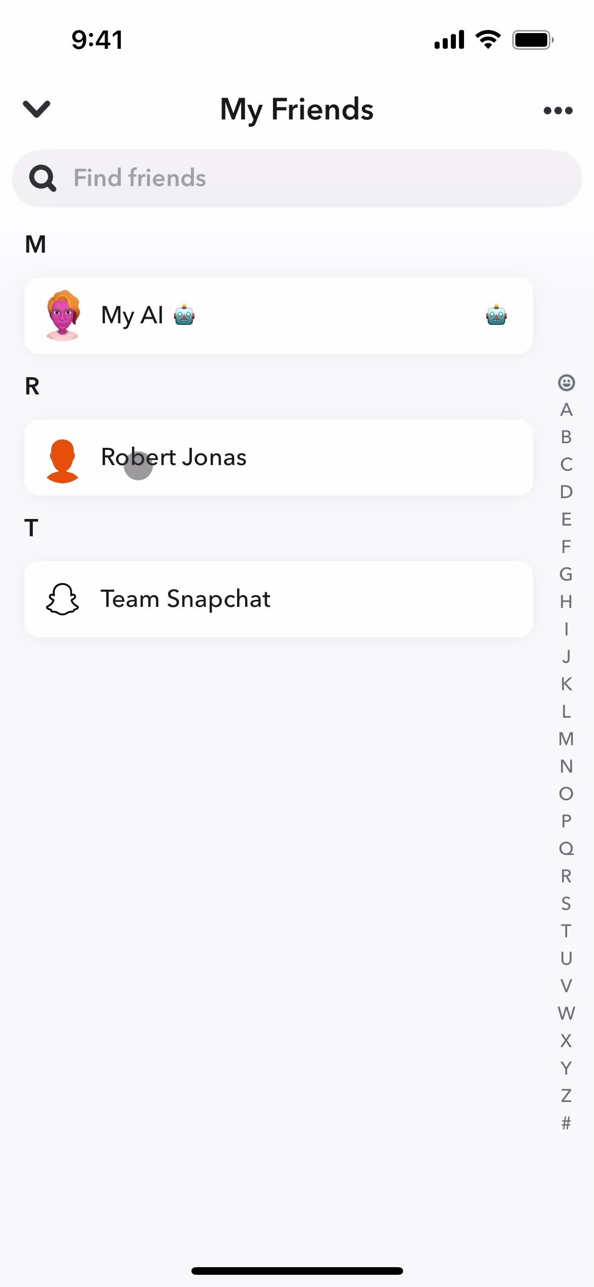 Adding a friend screenshot