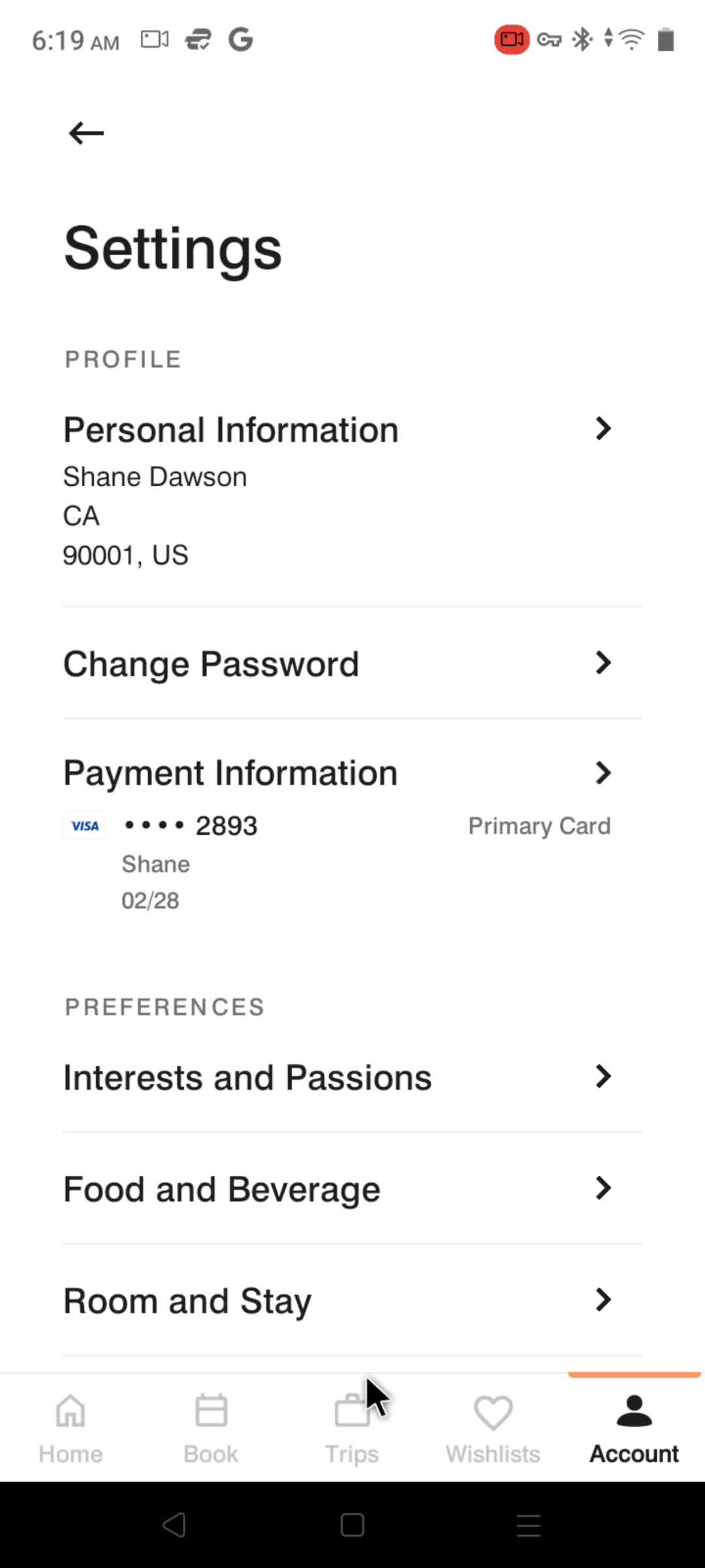 Adding payment details screenshot