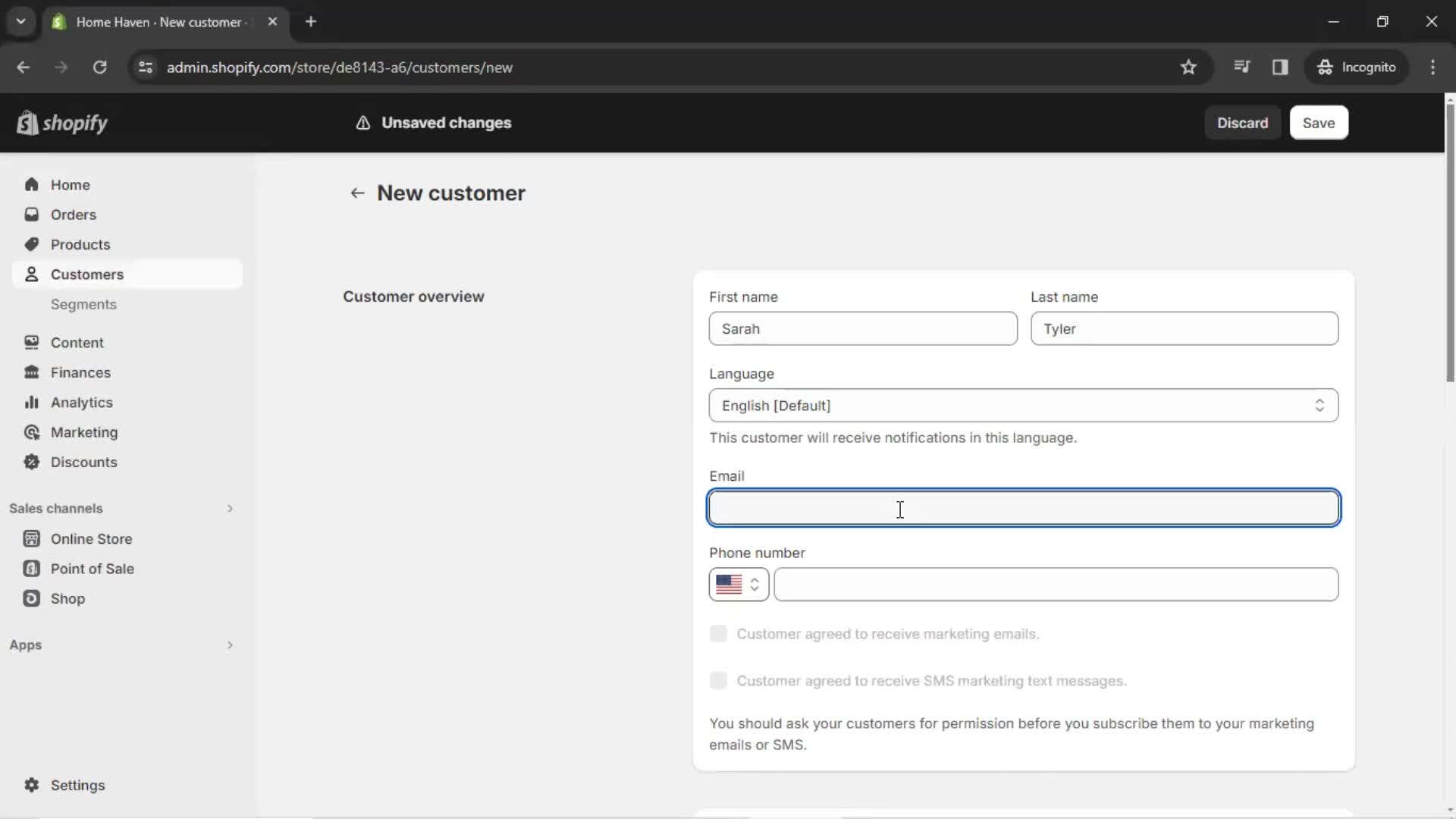 Adding customer to waitlist screenshot