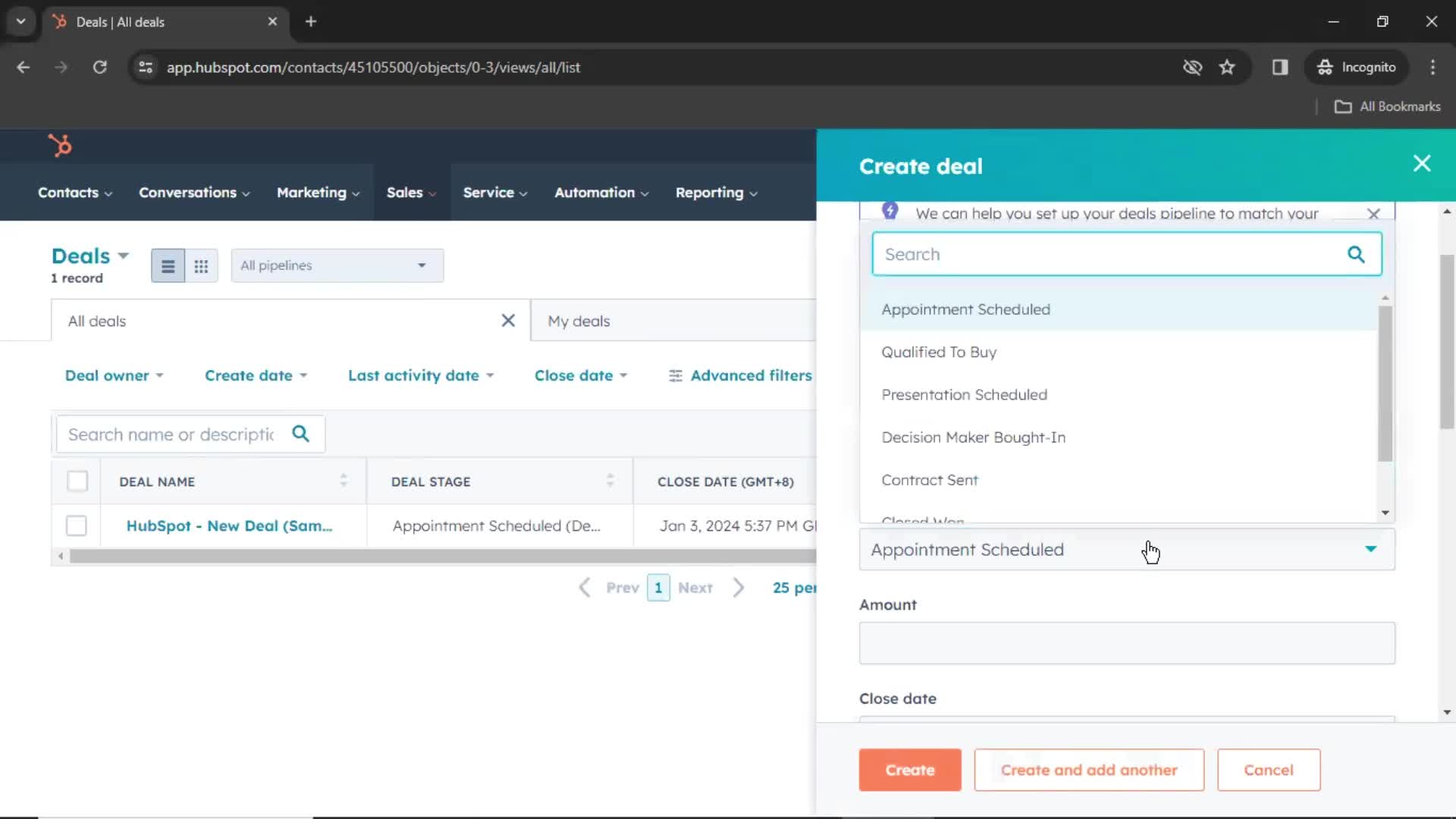 Adding a deal on HubSpot CRM video thumbnail