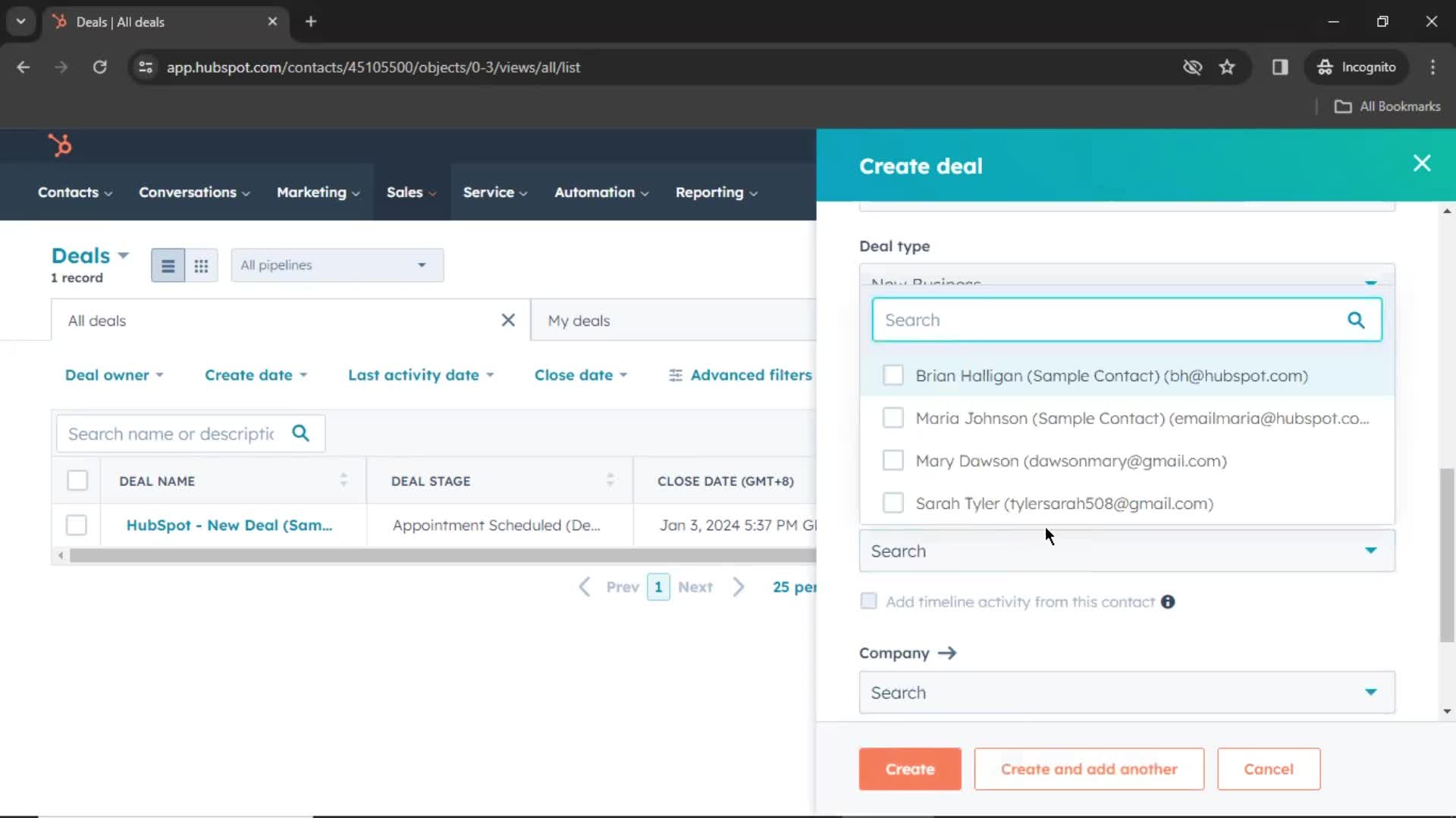 Adding a deal on HubSpot CRM video thumbnail