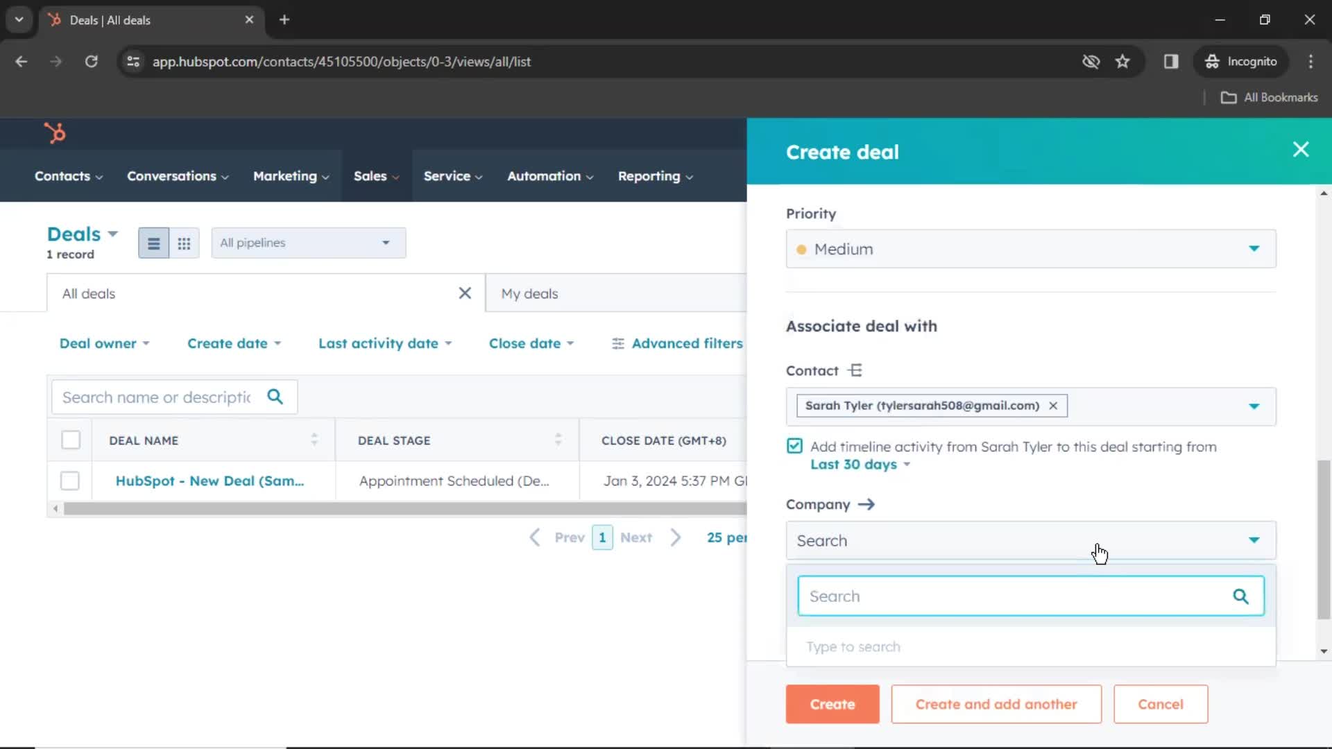 Adding a deal on HubSpot CRM video thumbnail