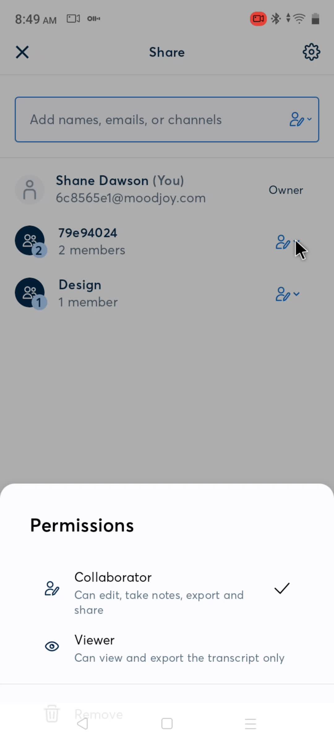 Adding a member screenshot