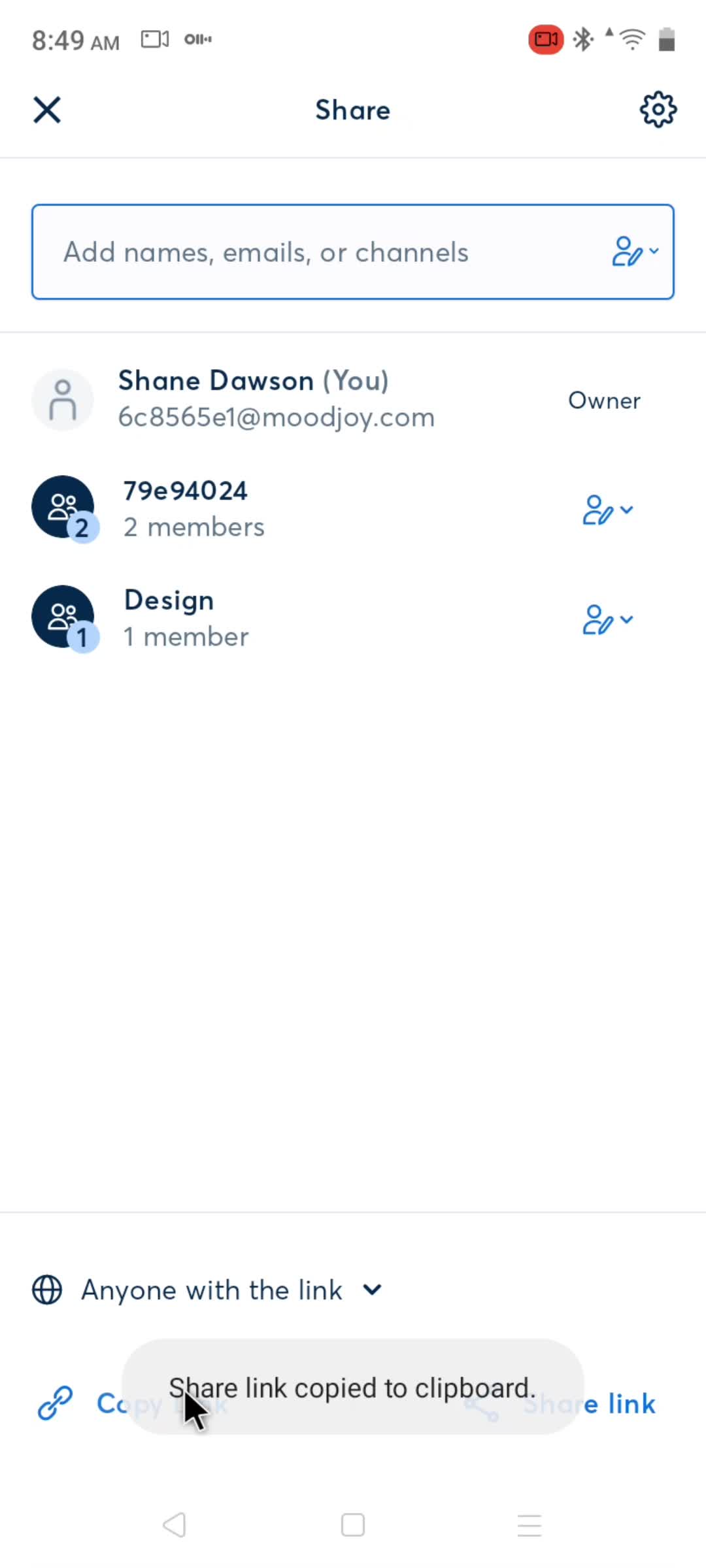 Adding a member screenshot