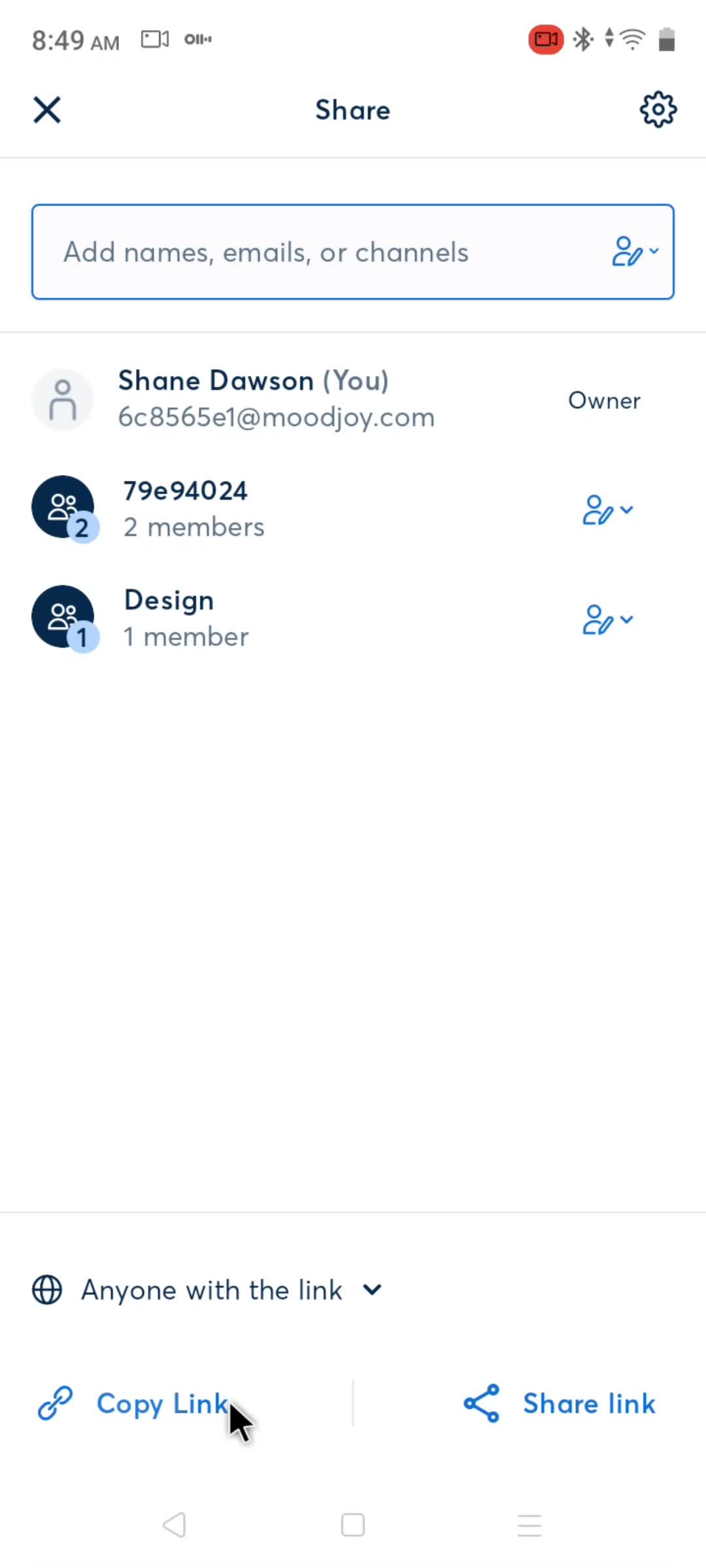 Adding a member screenshot