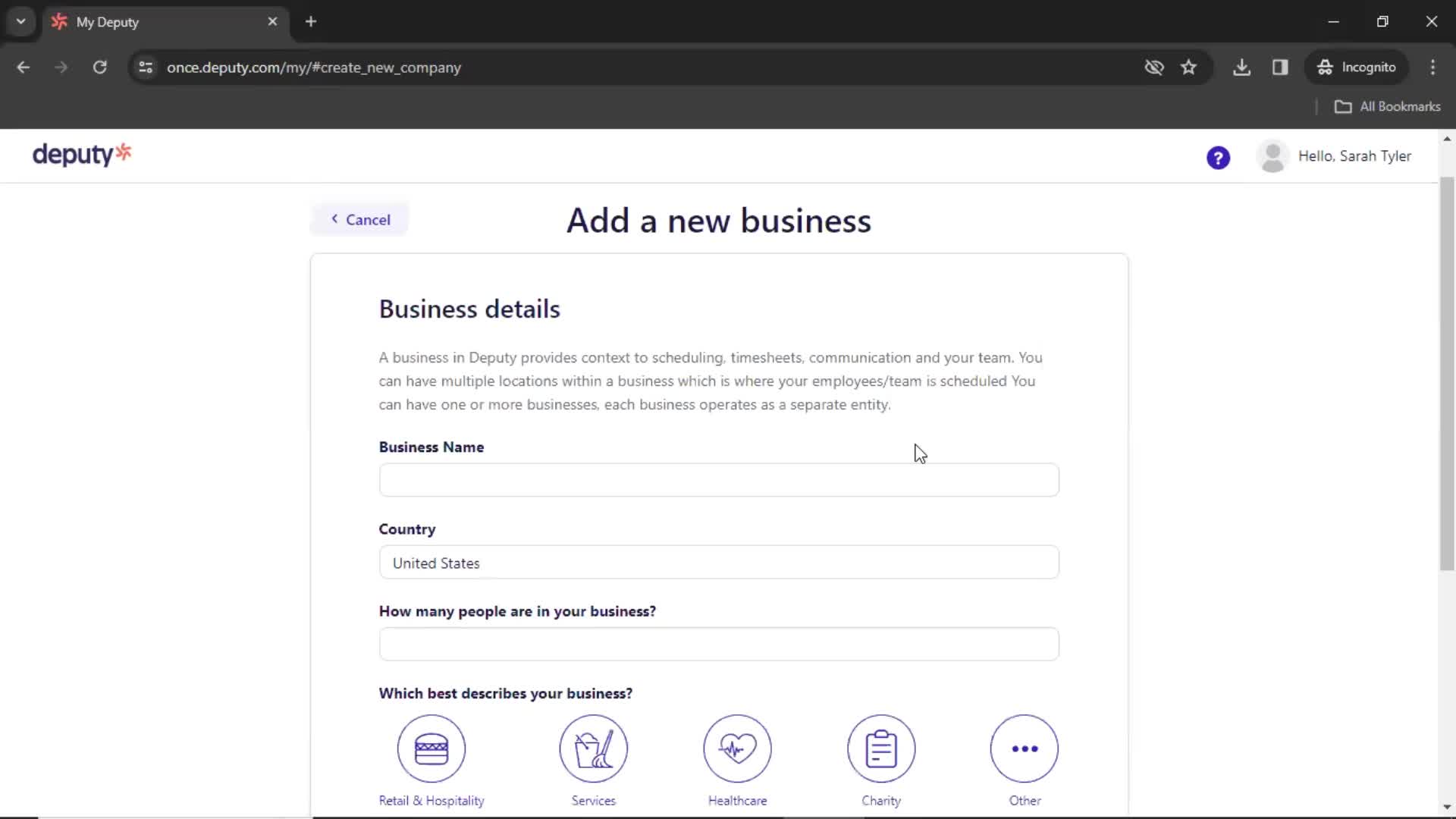 Adding a new business screenshot