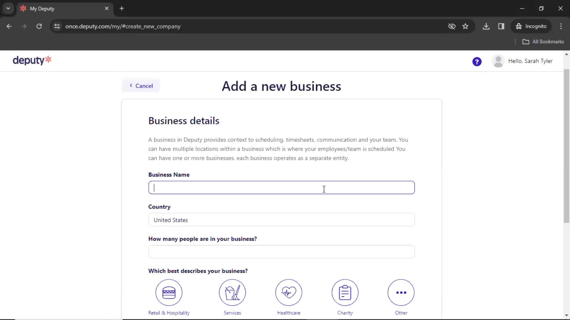 Adding a new business screenshot