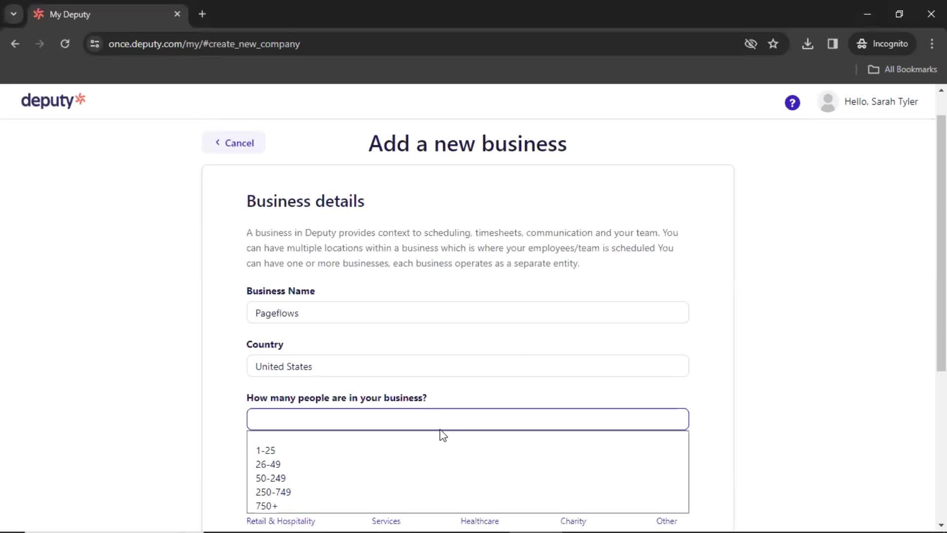 Adding a new business screenshot