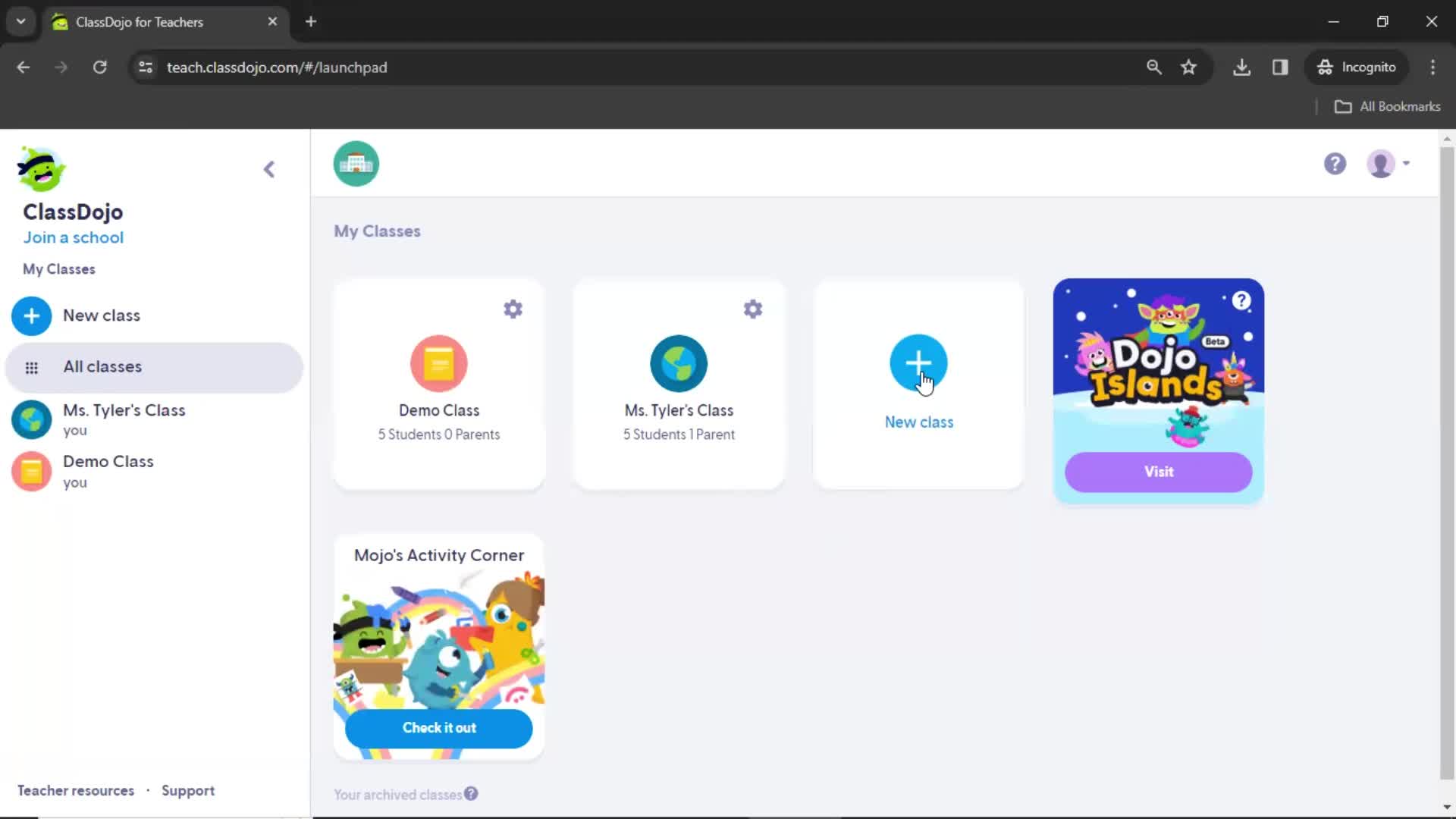 Adding a new class on ClassDojo video thumbnail