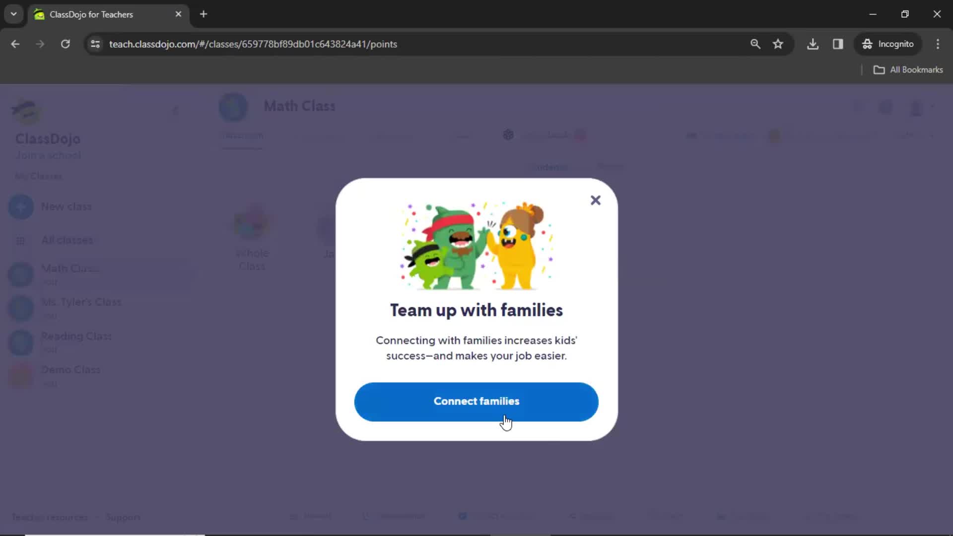 Adding a new class on ClassDojo video thumbnail