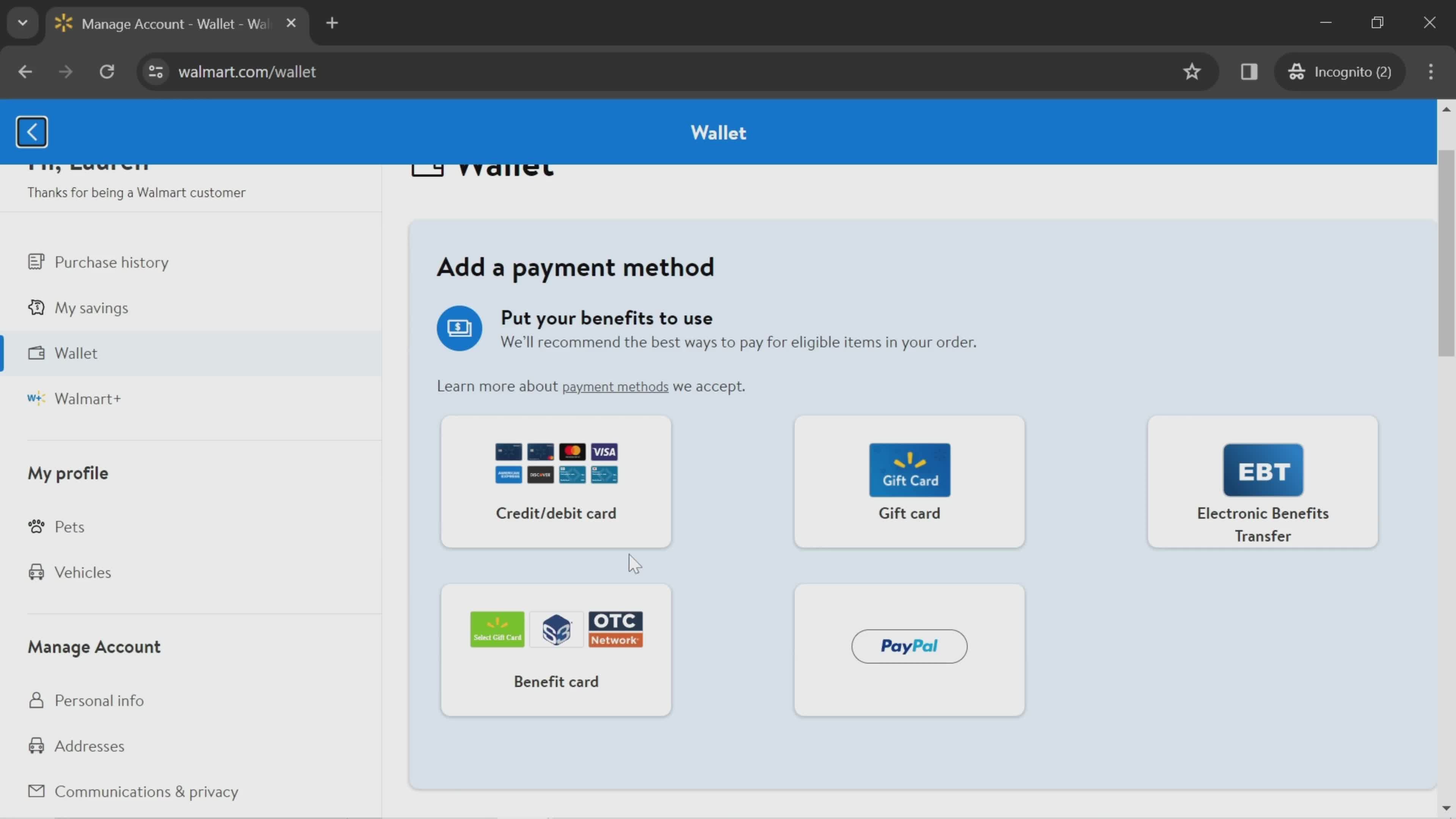 Adding a payment method on Walmart video thumbnail