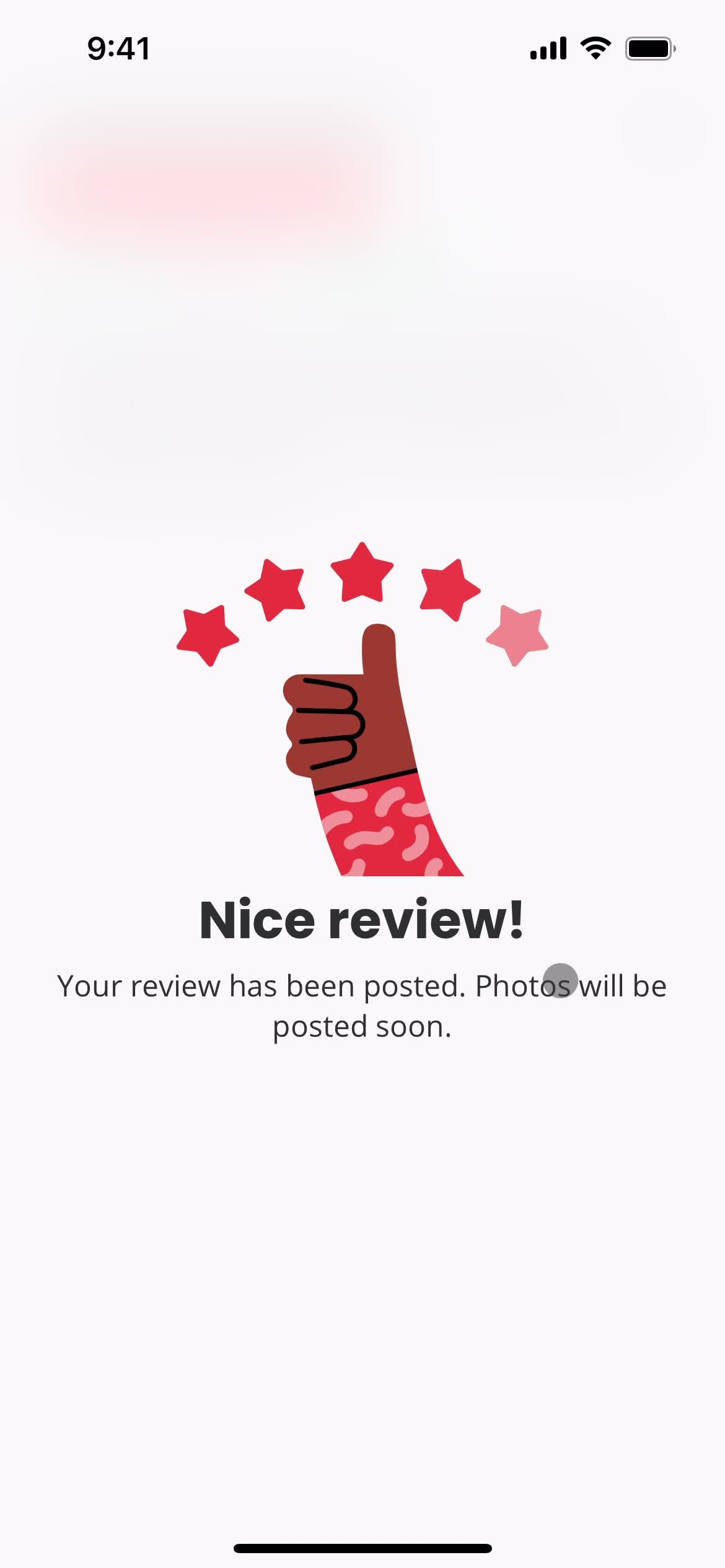 Leaving a review screenshot