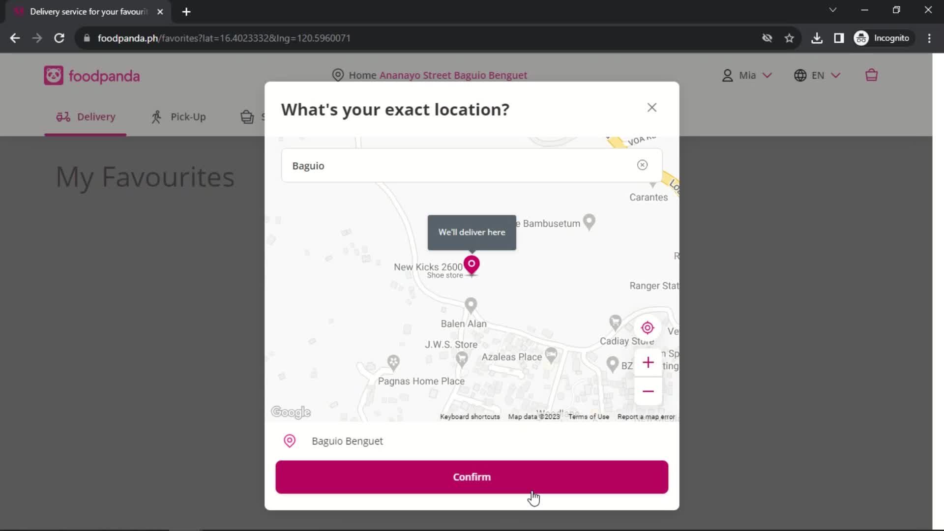 Adding an address screenshot