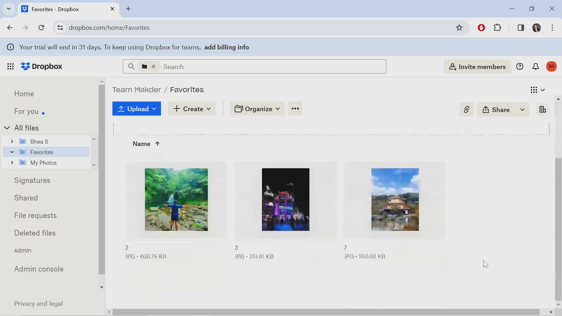 Uploading files screenshot