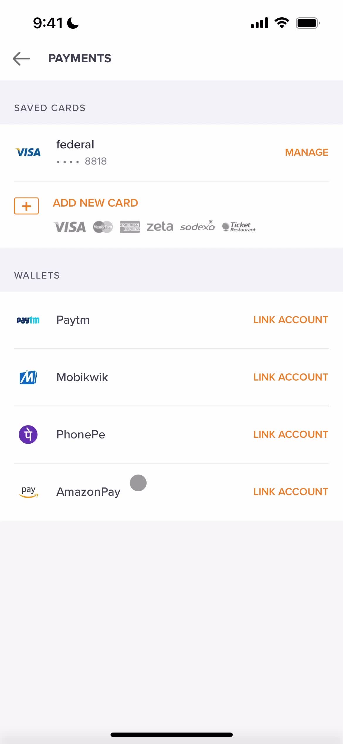 Adding payment details screenshot