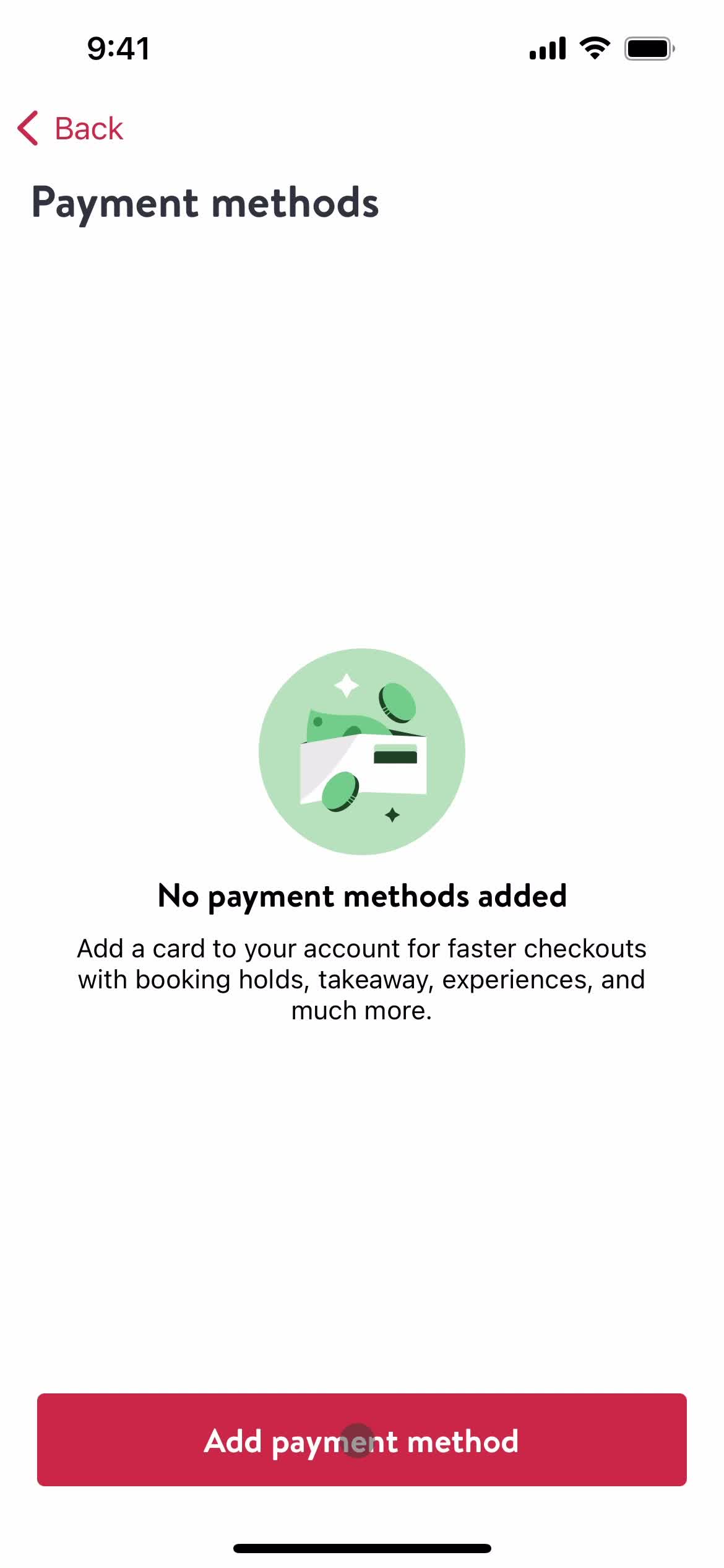 Adding payment details screenshot