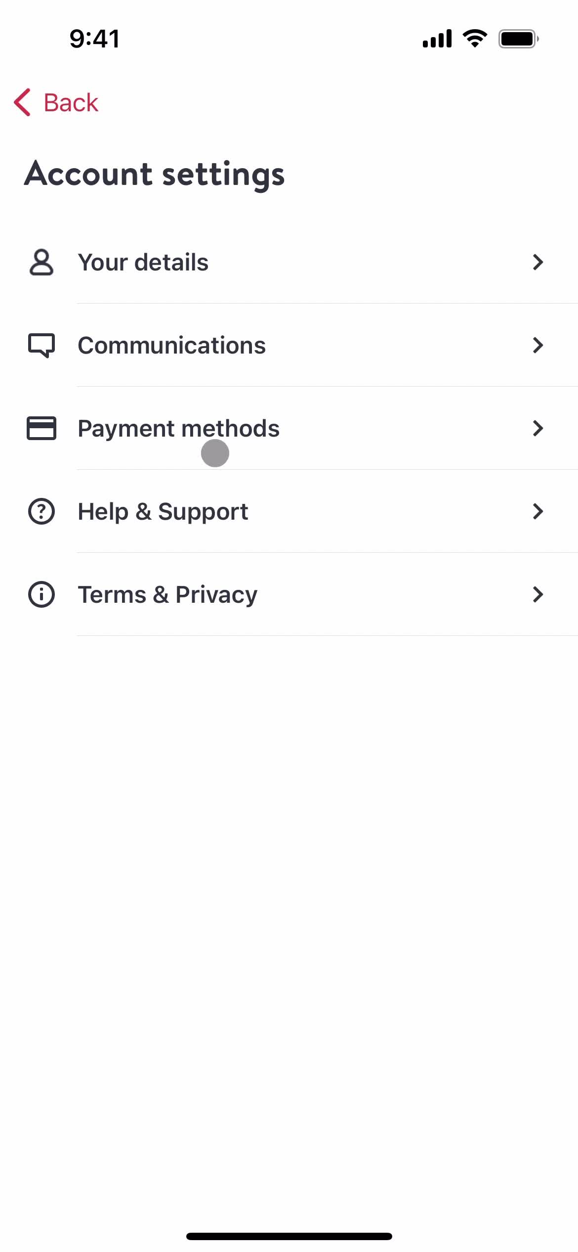 Adding payment details screenshot