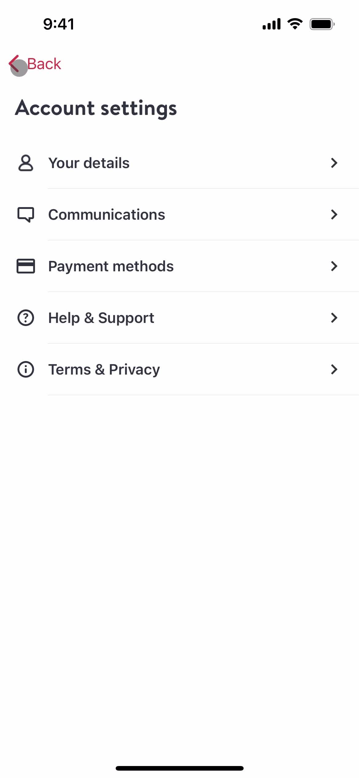 Adding payment details screenshot