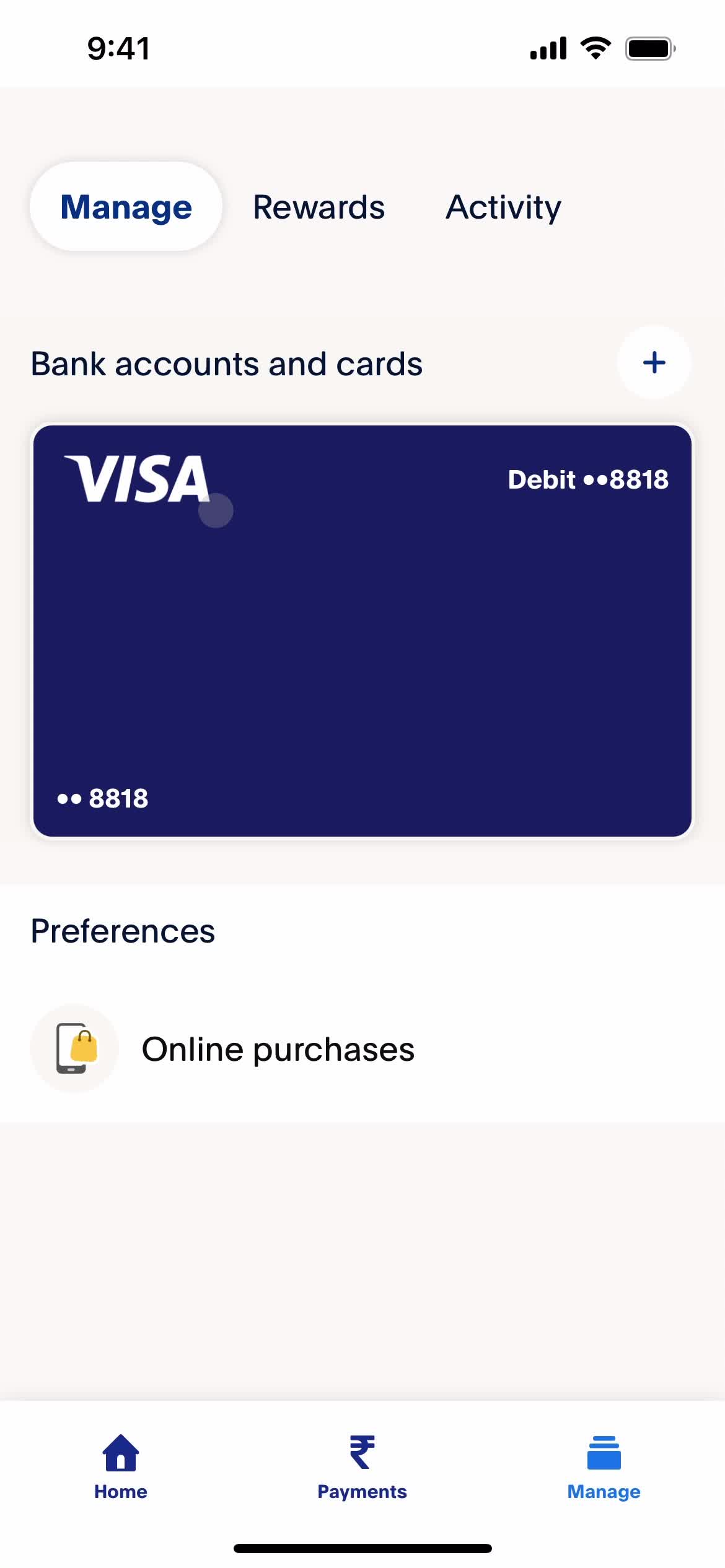 Adding payment details screenshot