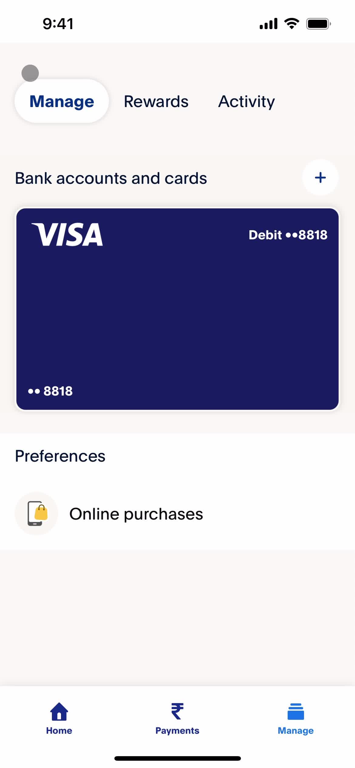 Adding payment details screenshot