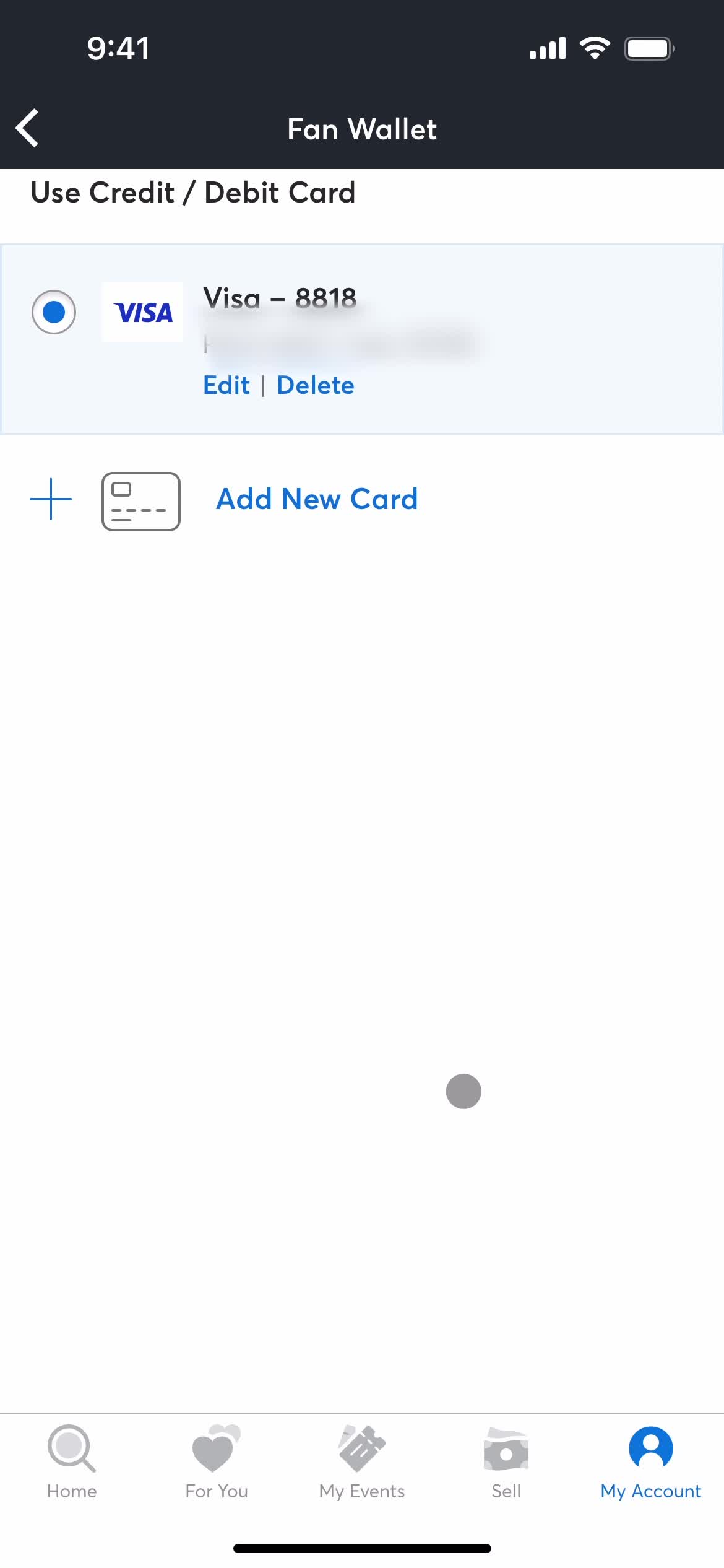 Adding payment details screenshot