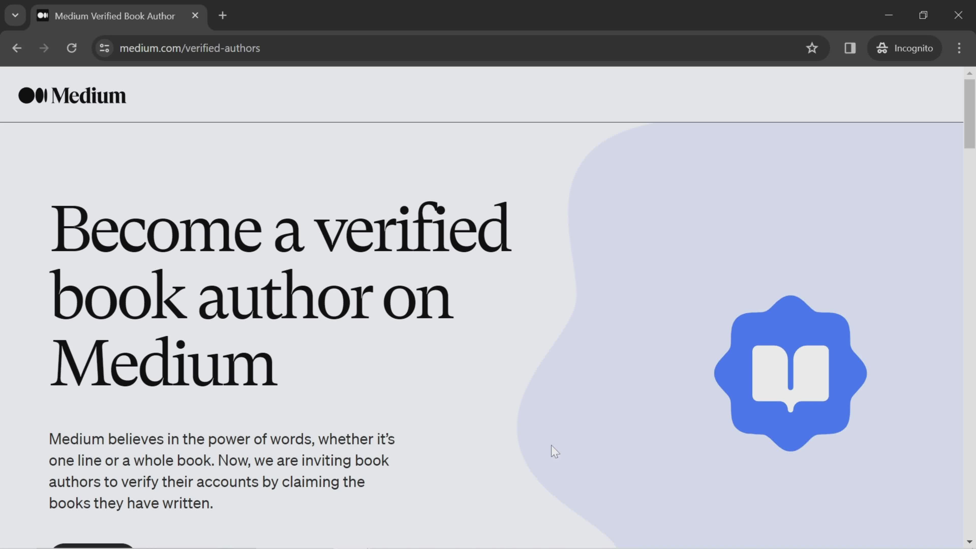 Applying for author verification screenshot