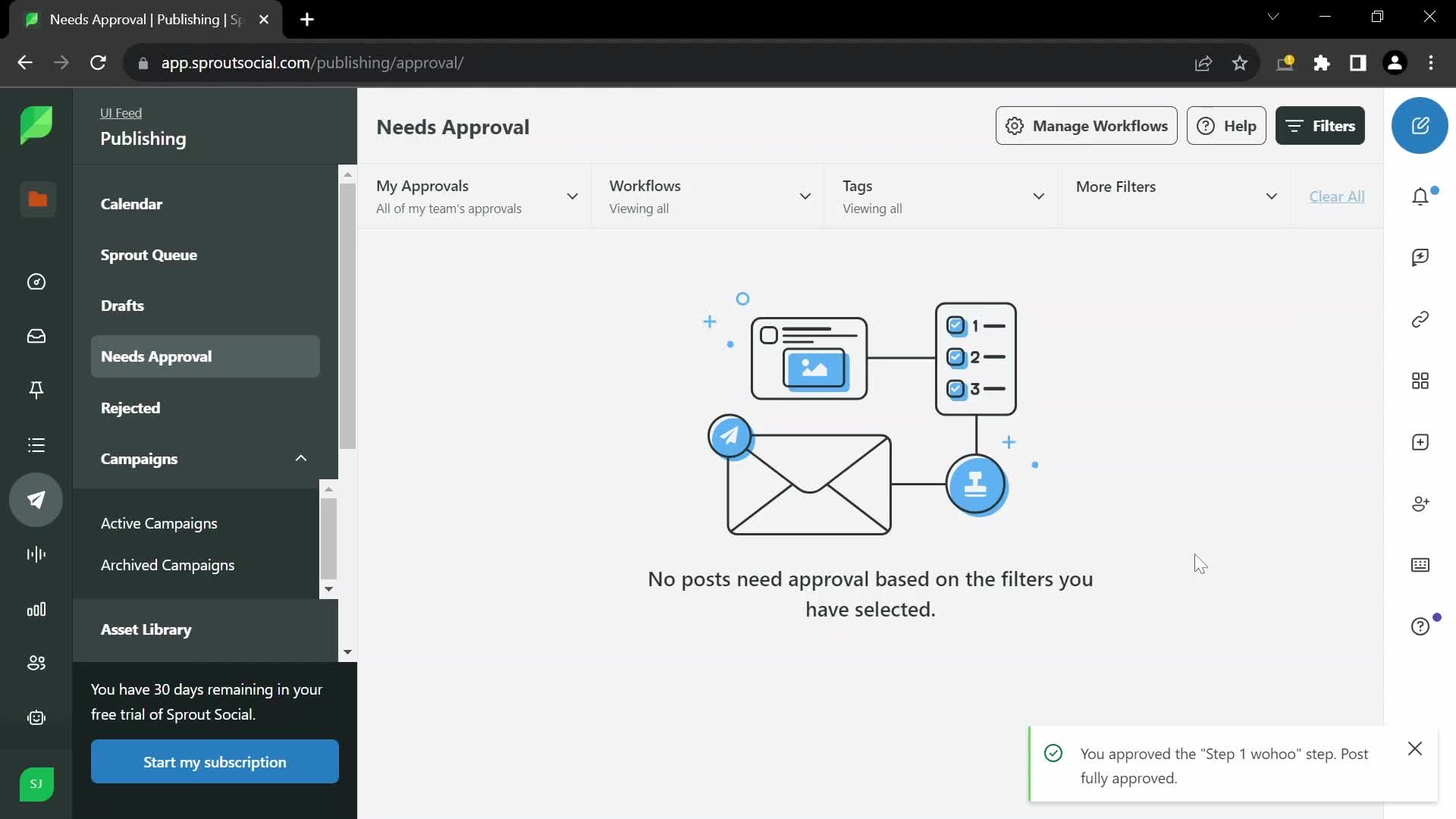 Approval workflows screenshot