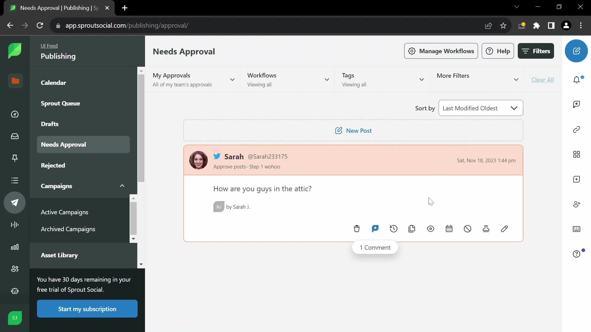 Approval workflows screenshot