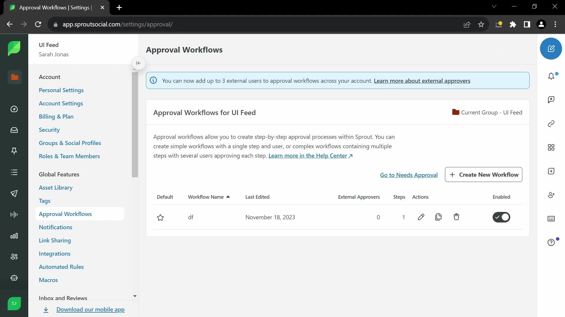 Approval workflows screenshot