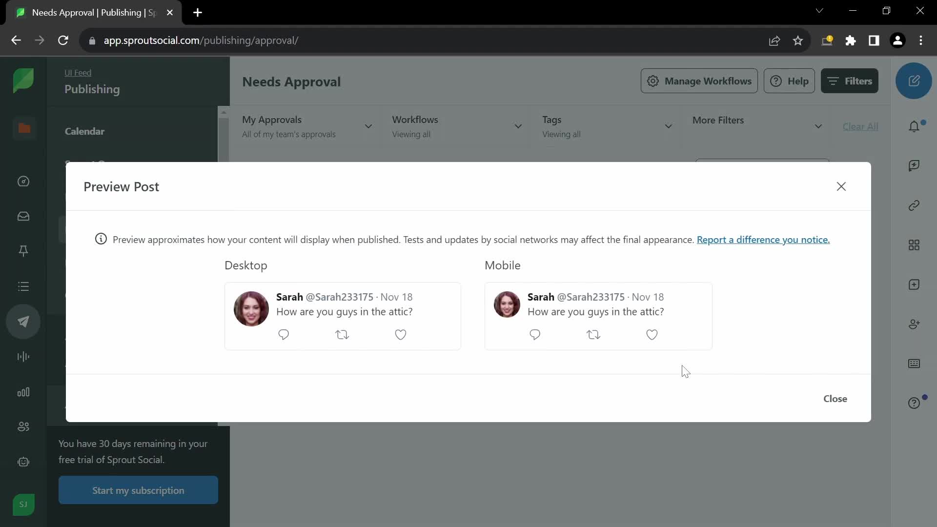 Approval workflows screenshot