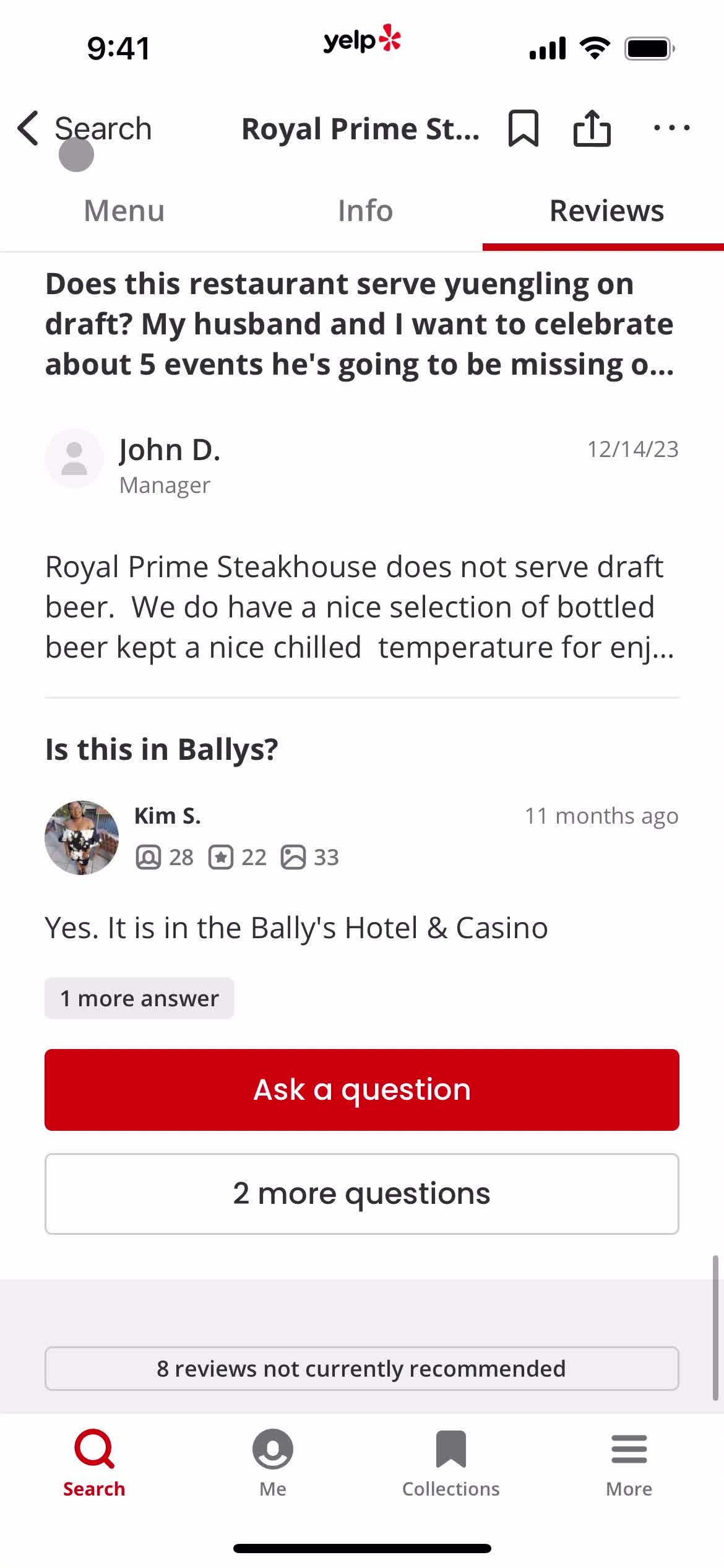 Asking a question screenshot