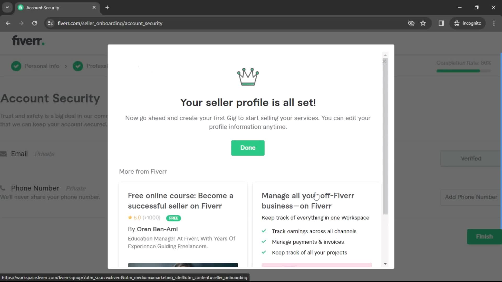 Becoming a seller screenshot